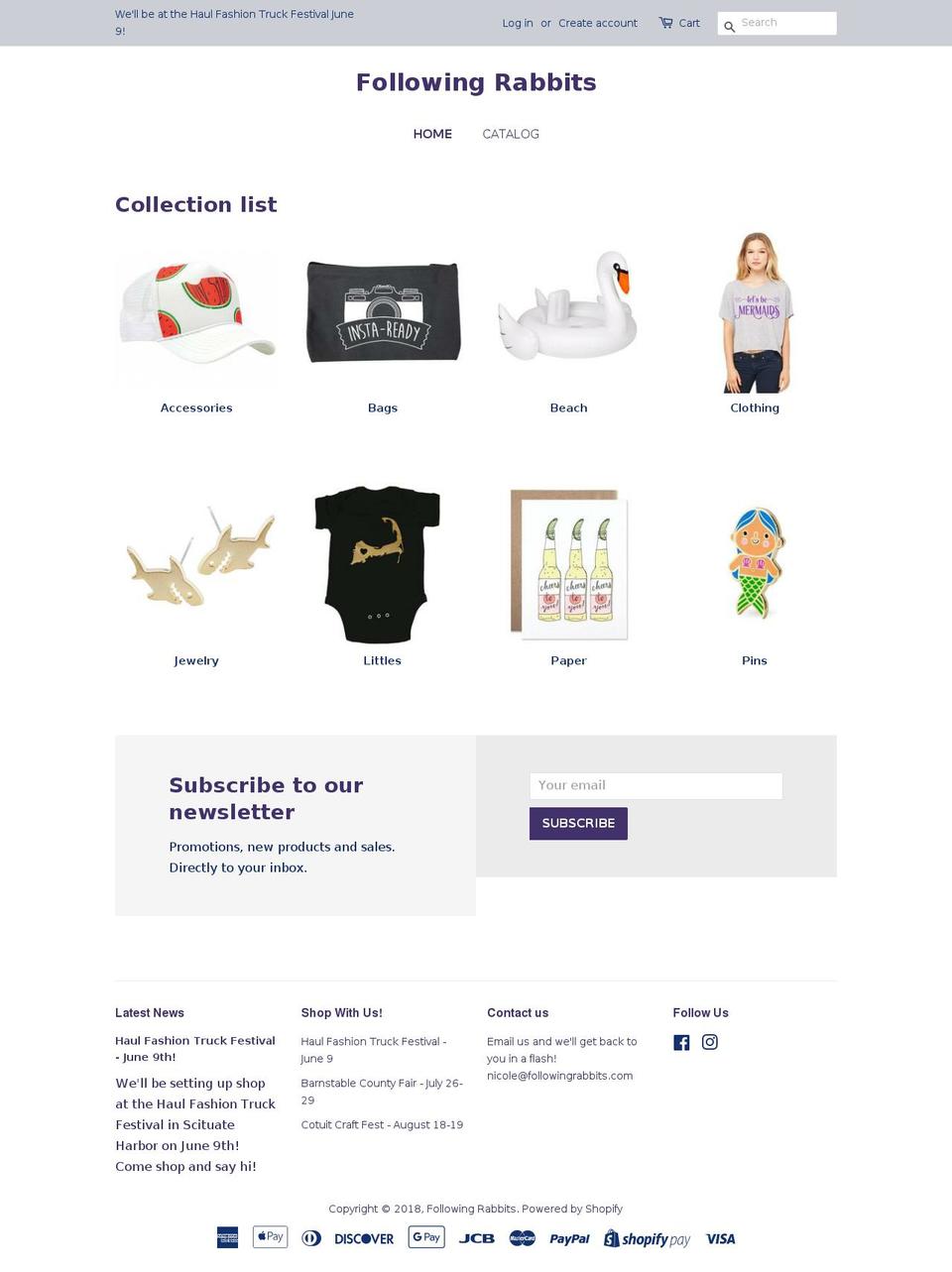 followingrabbits.com — Shopify storefront screenshot