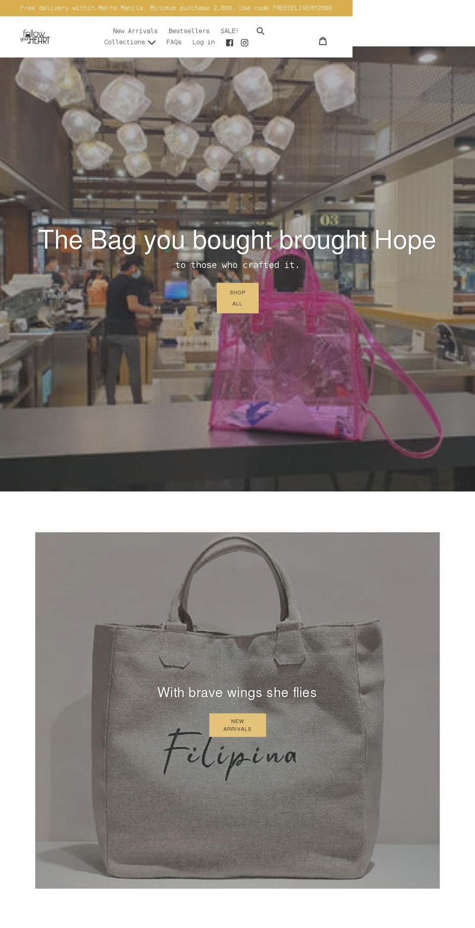 followyourheartbags.com shopify website screenshot