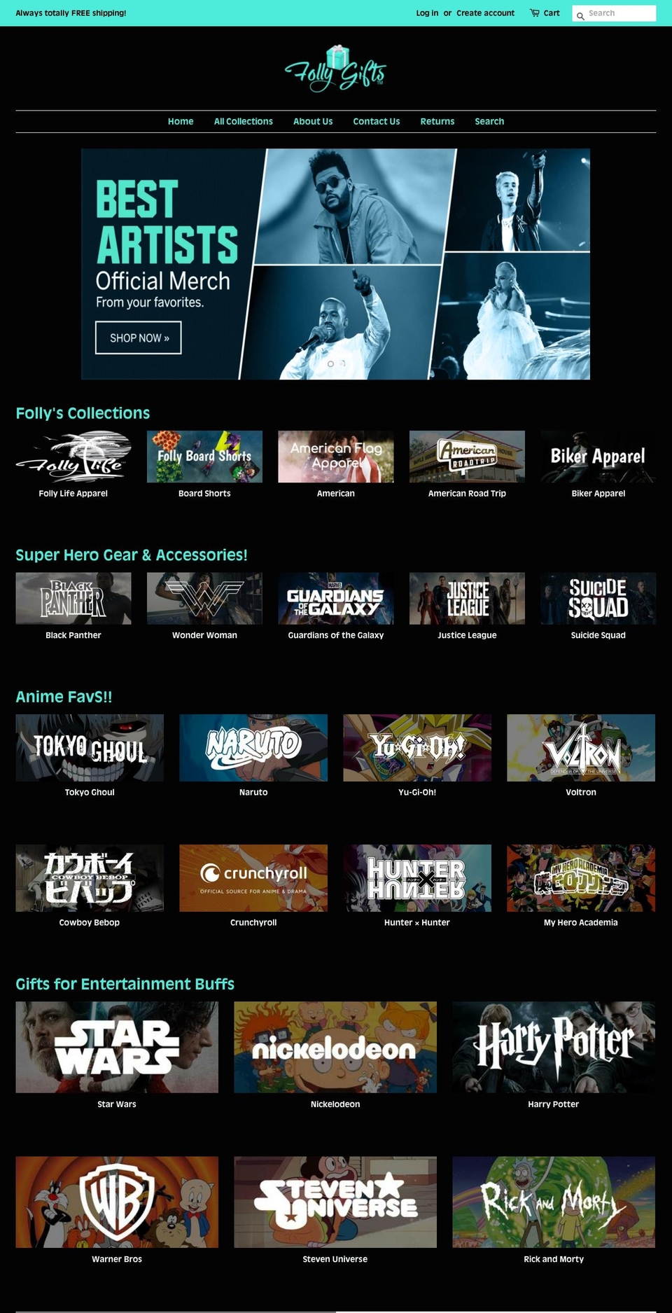 follygifts.com — Shopify storefront screenshot