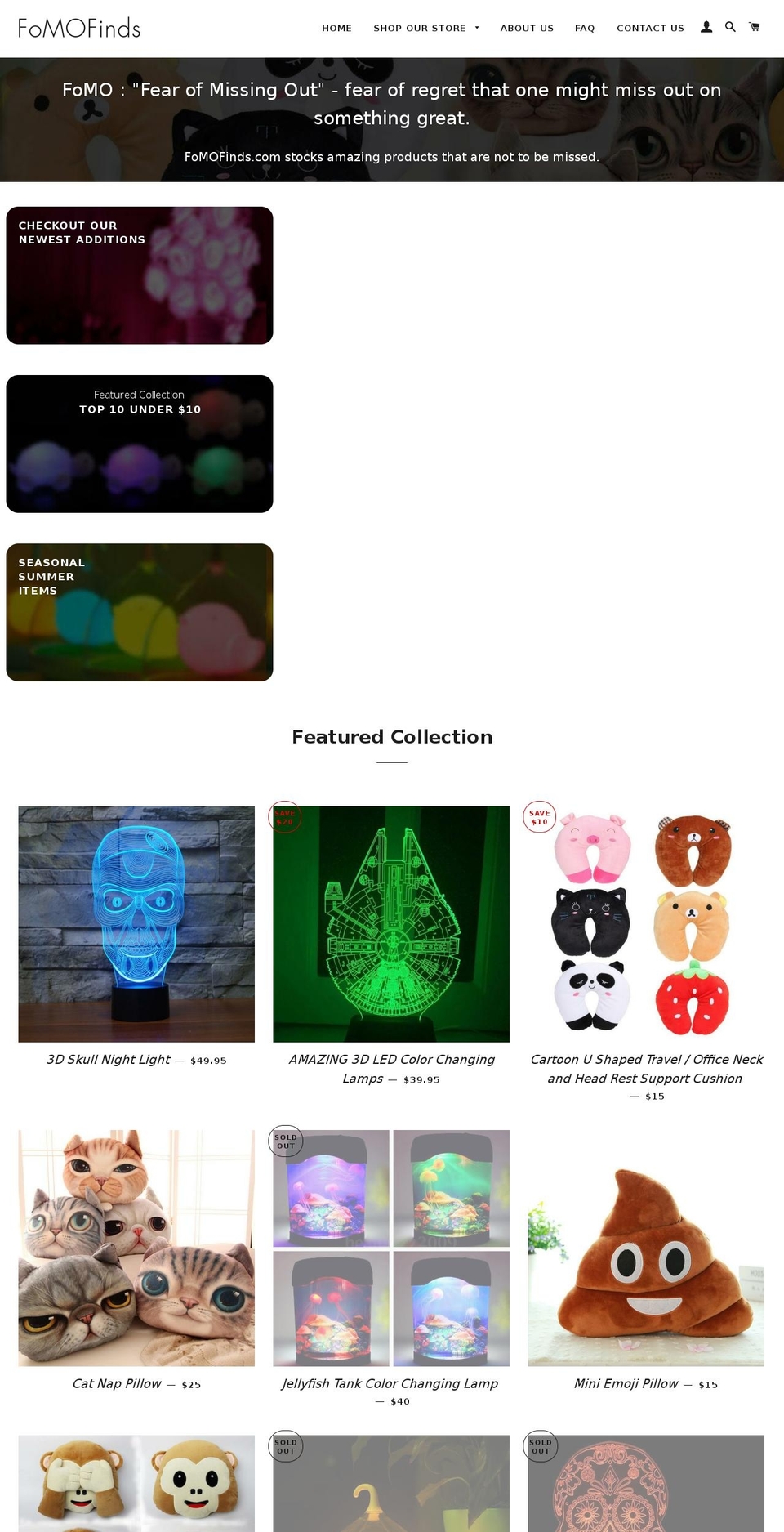 fomofinds.com — Shopify storefront screenshot