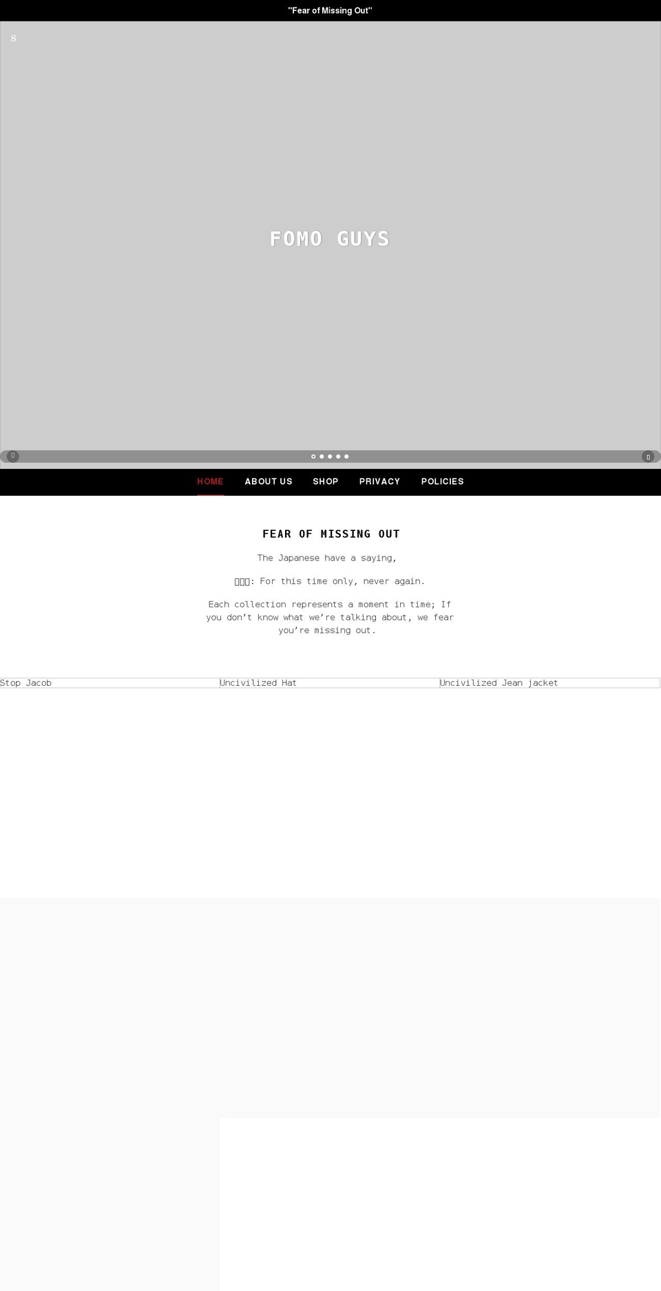 fomoguys.com shopify website screenshot