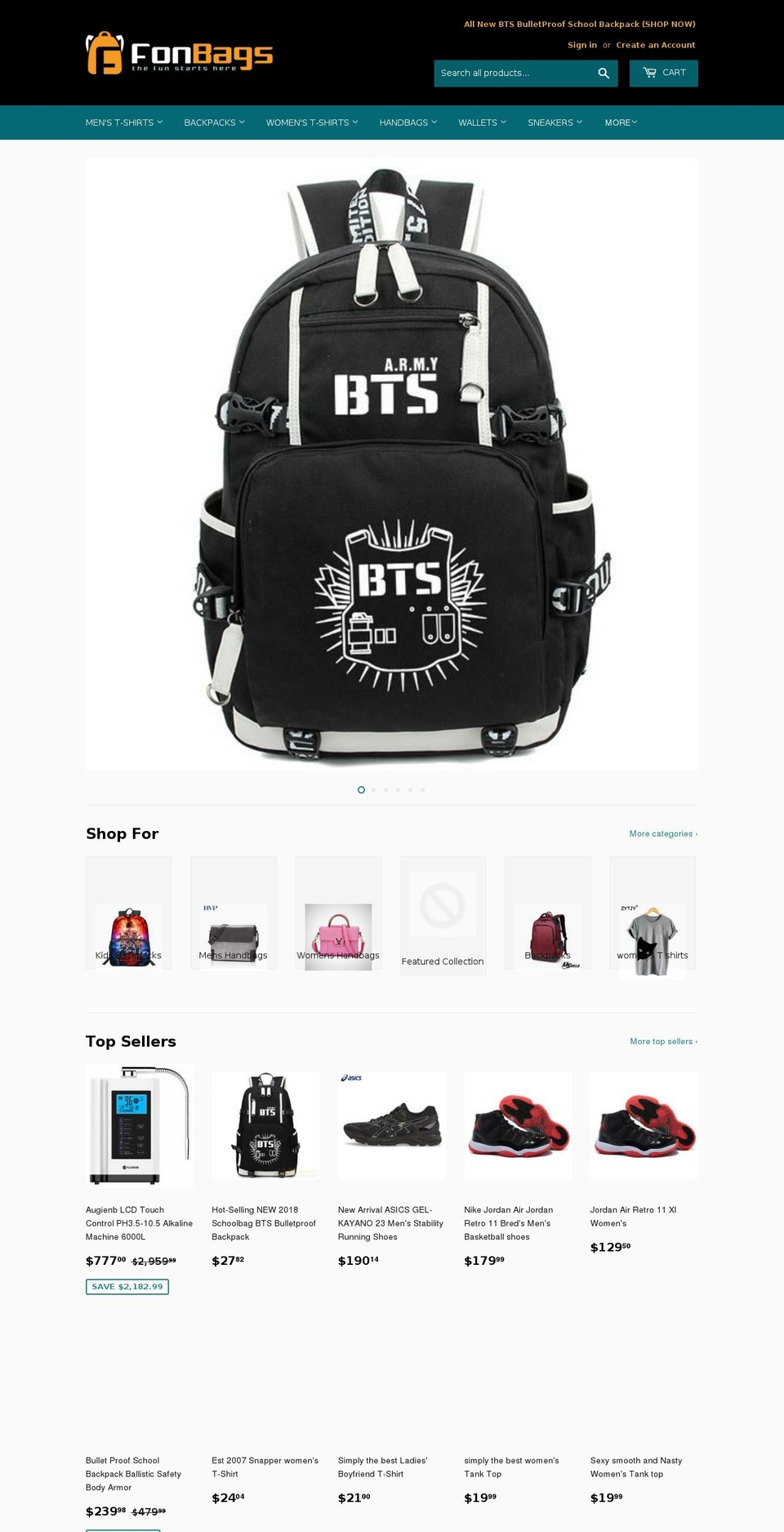 fonbags.com — Shopify storefront screenshot