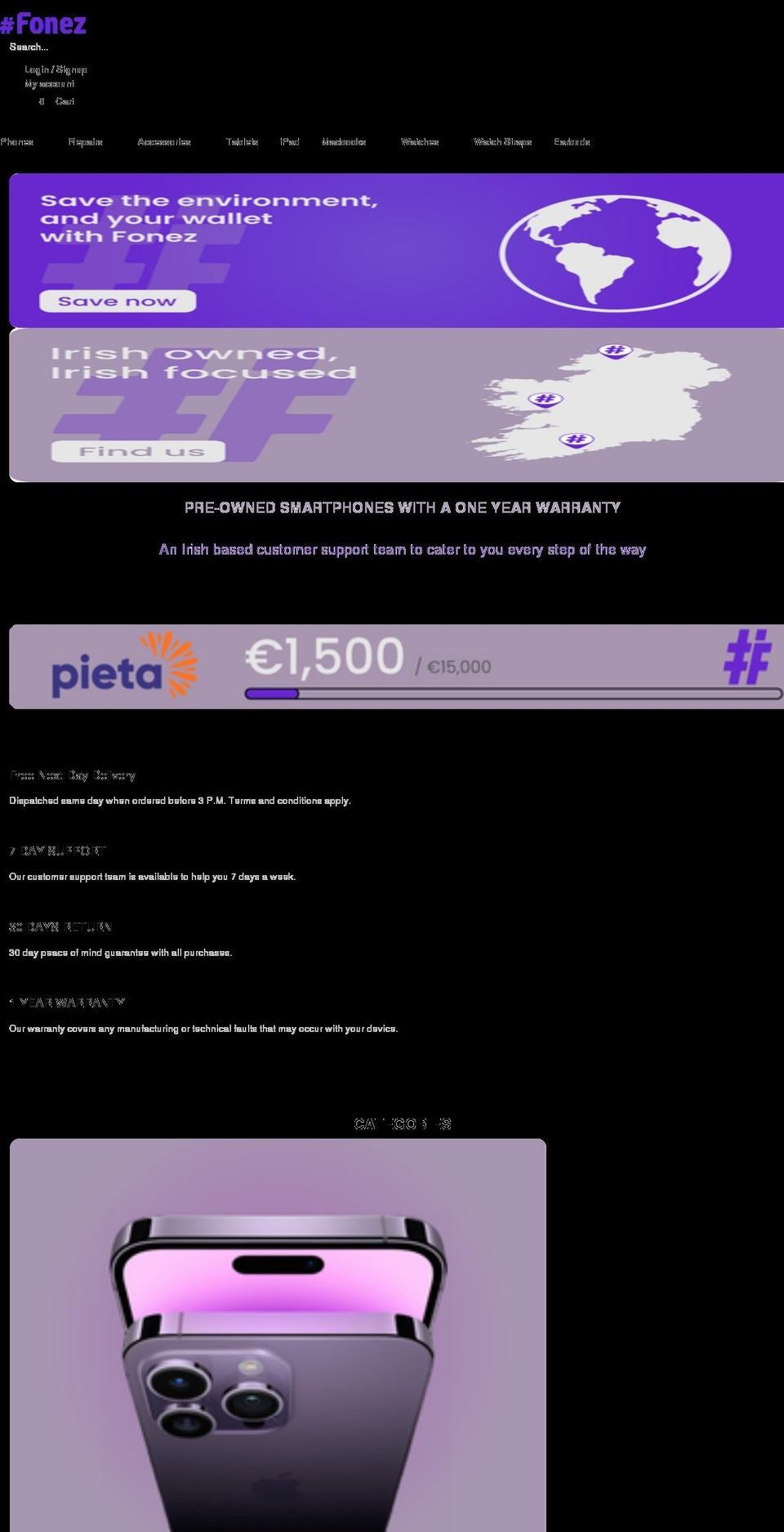 fonez.co.uk shopify website screenshot