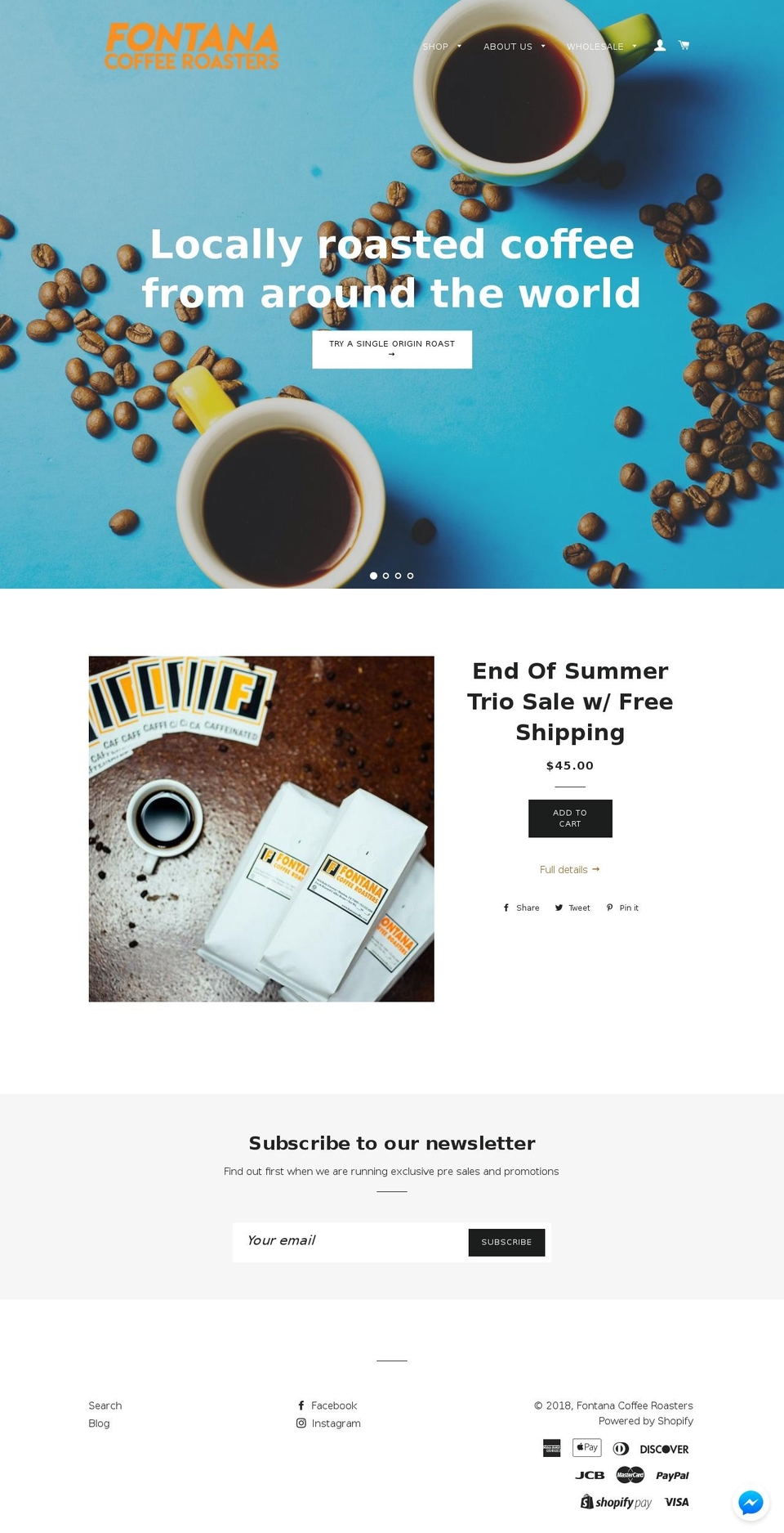 fontanacoffee.com shopify website screenshot
