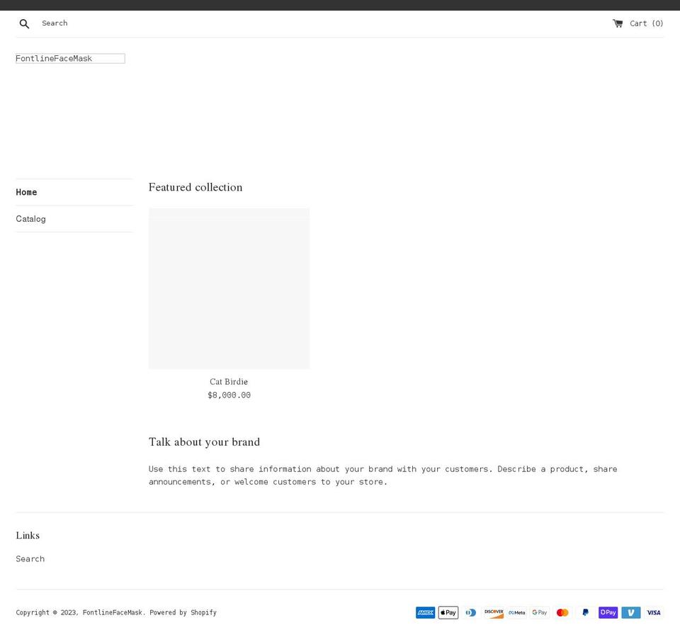 fontlinefacemask.com shopify website screenshot