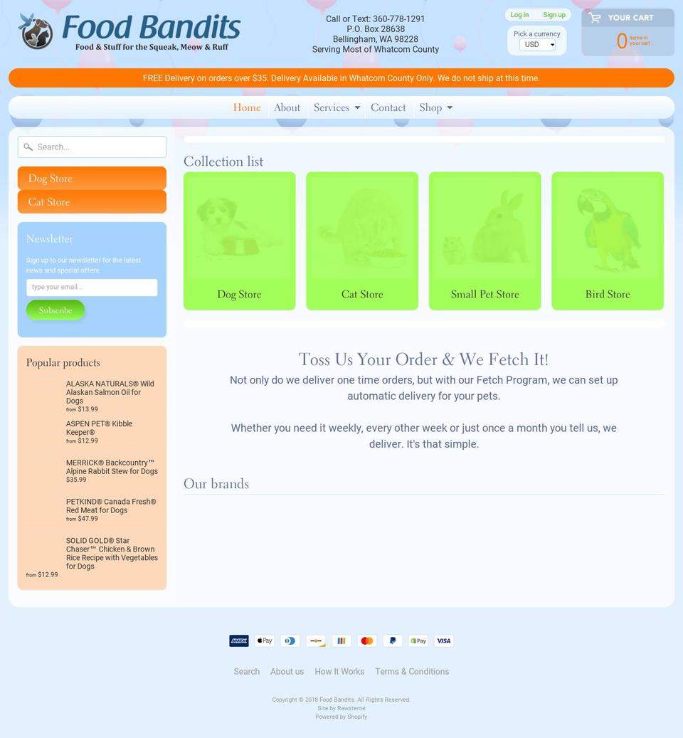 food-bandits.com shopify website screenshot