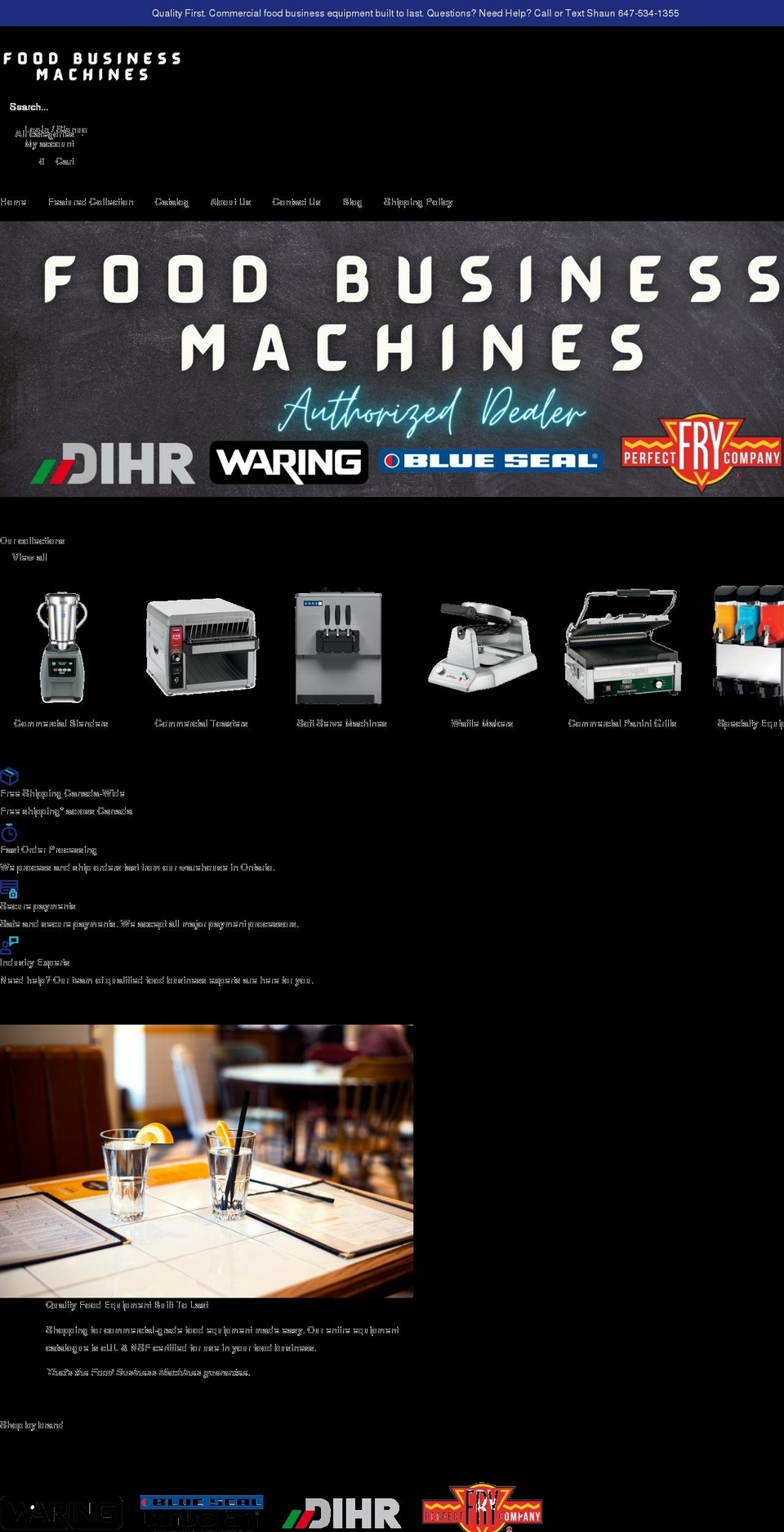 foodbusinessmachines.com shopify website screenshot