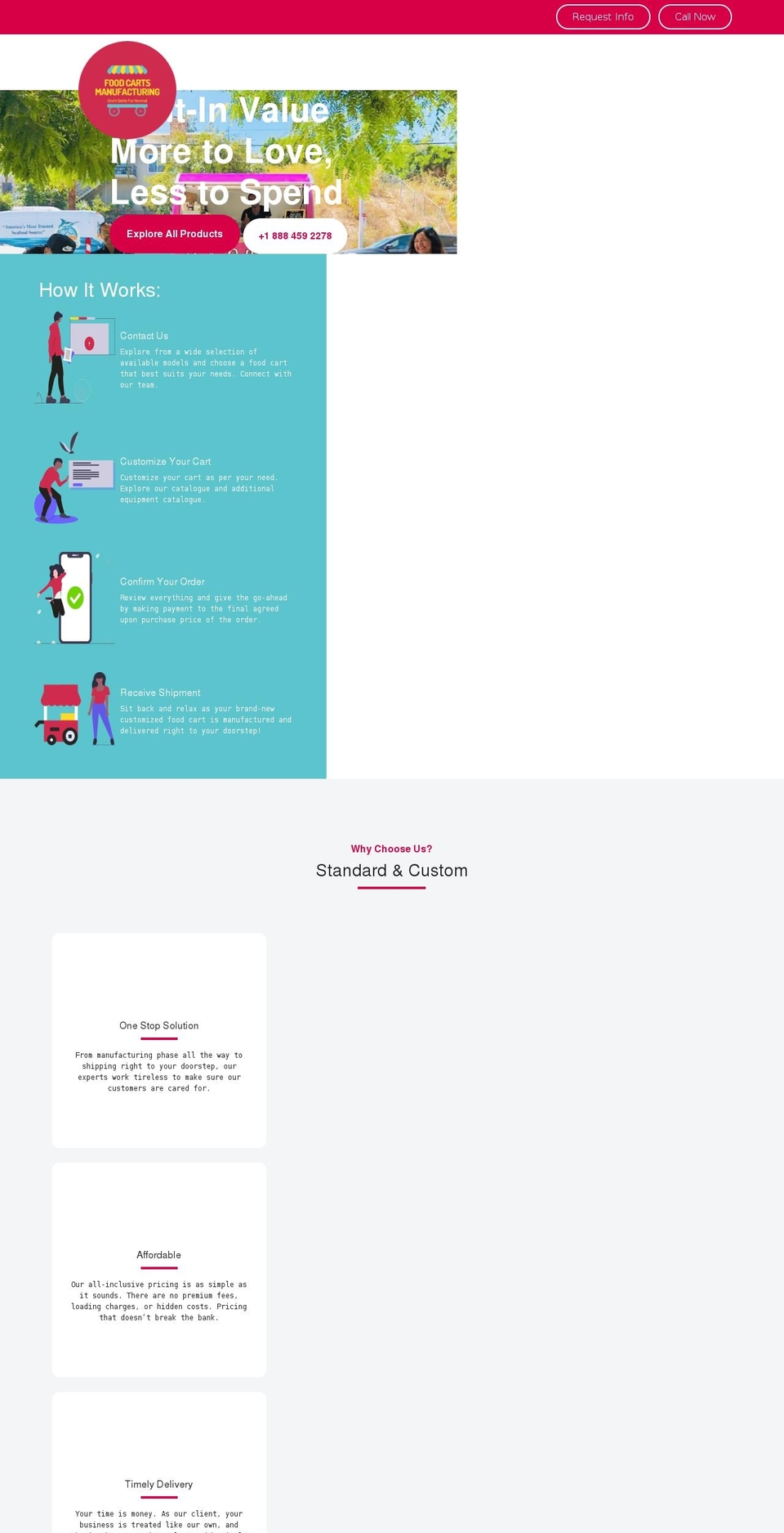 foodcartsmanufacturing.com shopify website screenshot