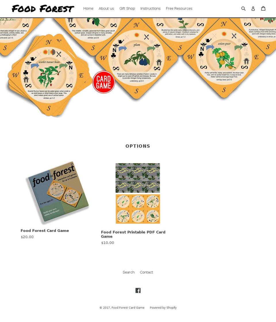 foodforestcardgame.com shopify website screenshot