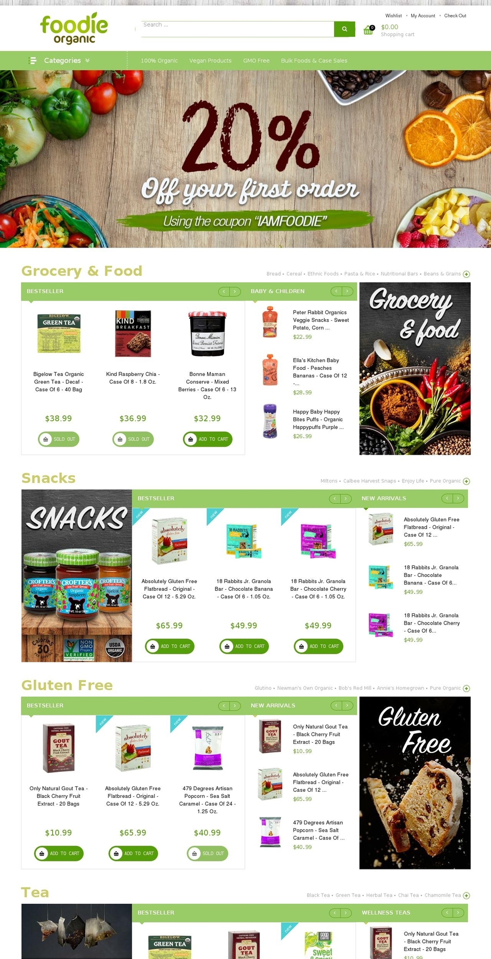 Foodie Shopify theme site example foodieorganic.com