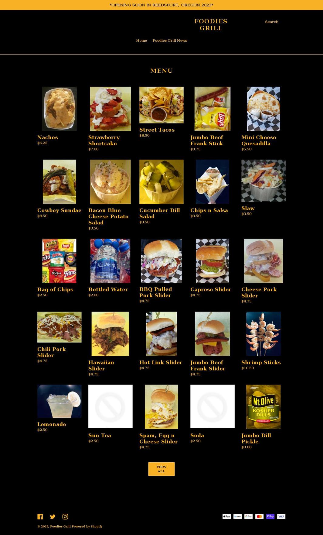 foodiesgrill.online shopify website screenshot