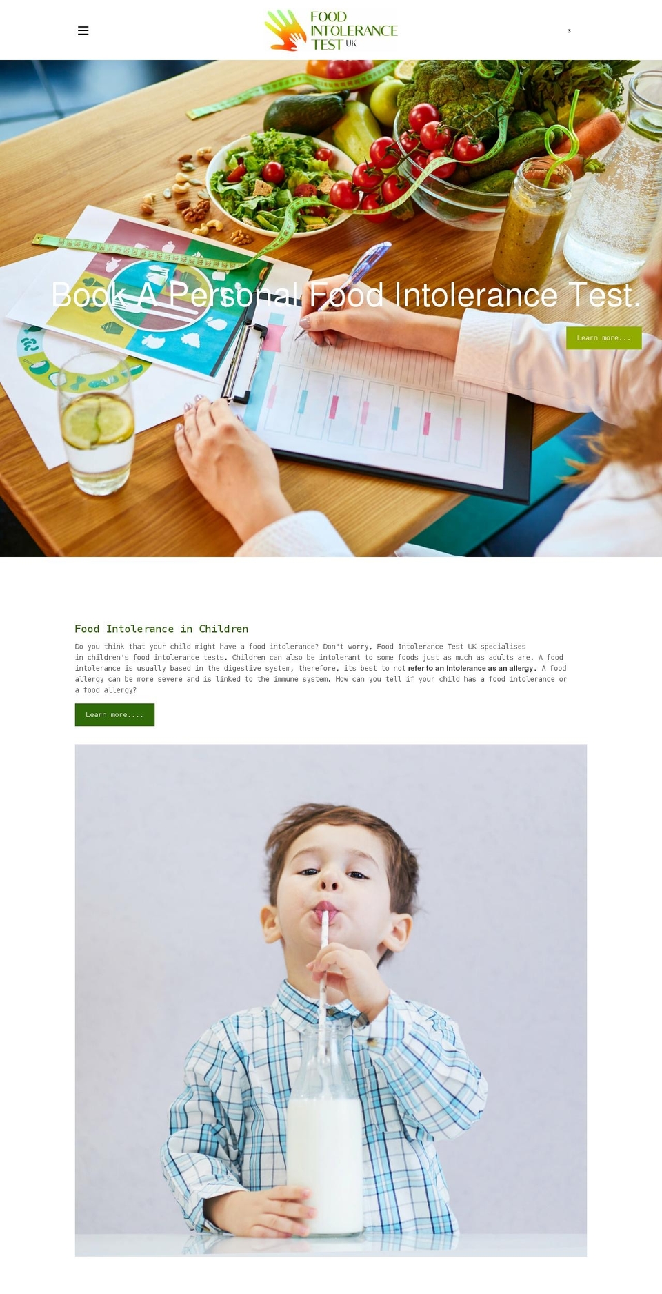 foodintolerancetestuk.com shopify website screenshot