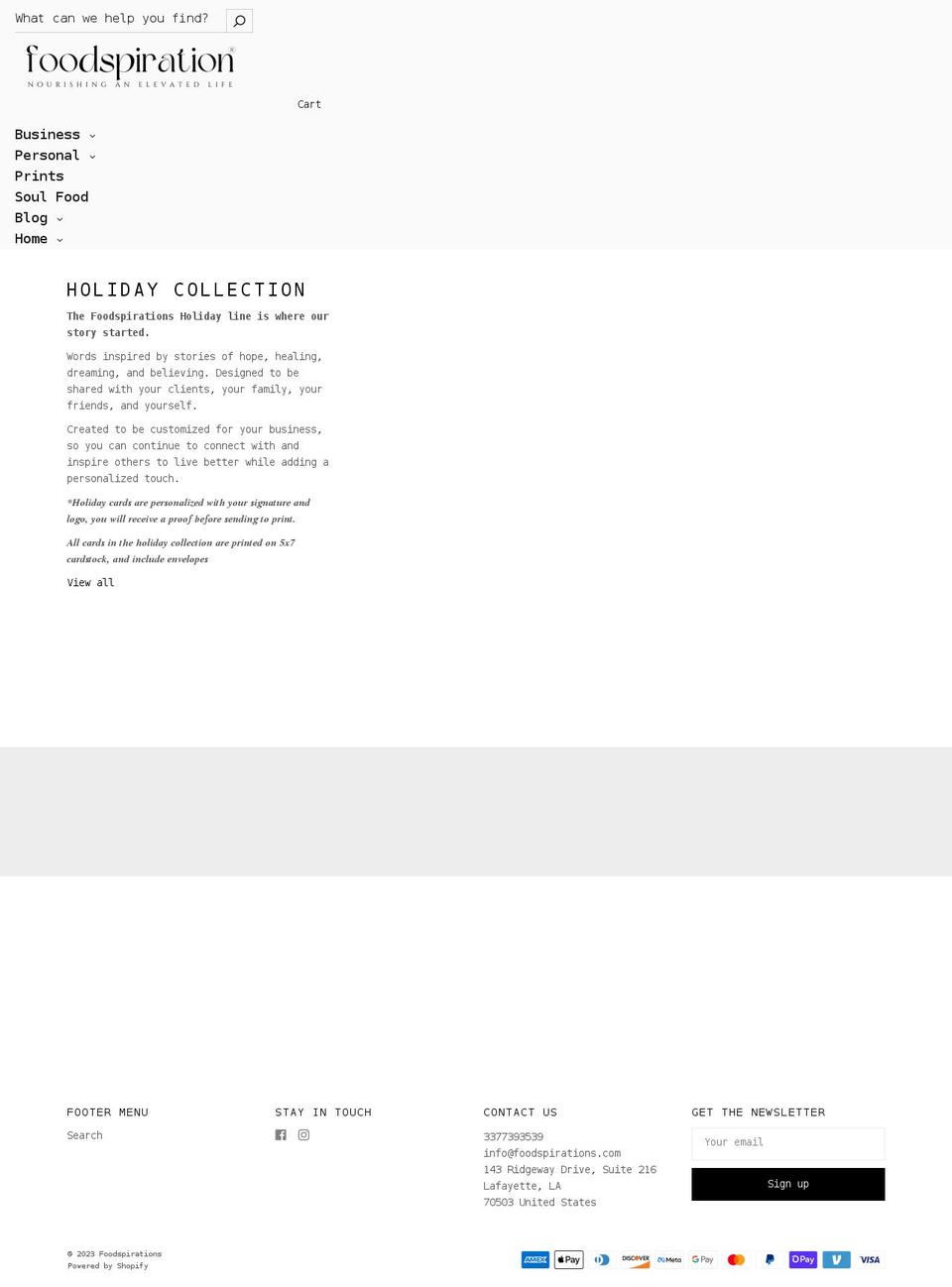 foodspirations.com shopify website screenshot