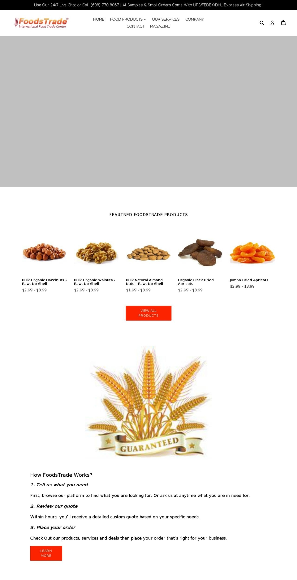 foodstrade.net shopify website screenshot