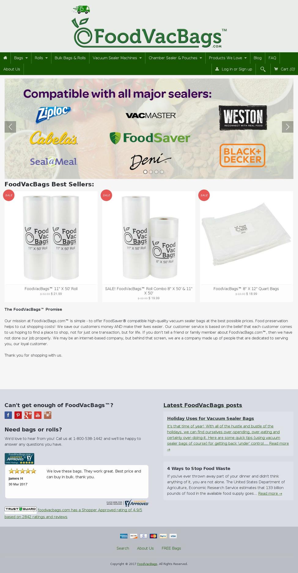 foodvacbags.com shopify website screenshot