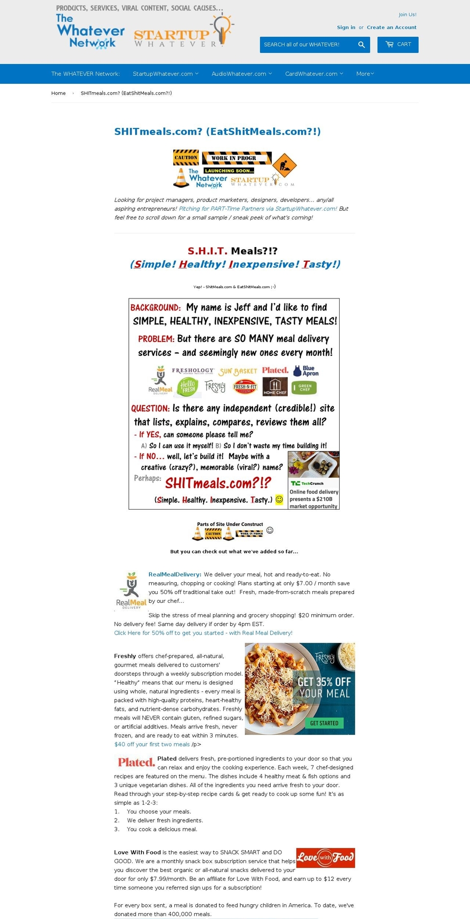 foodwhatever.com — Shopify storefront screenshot
