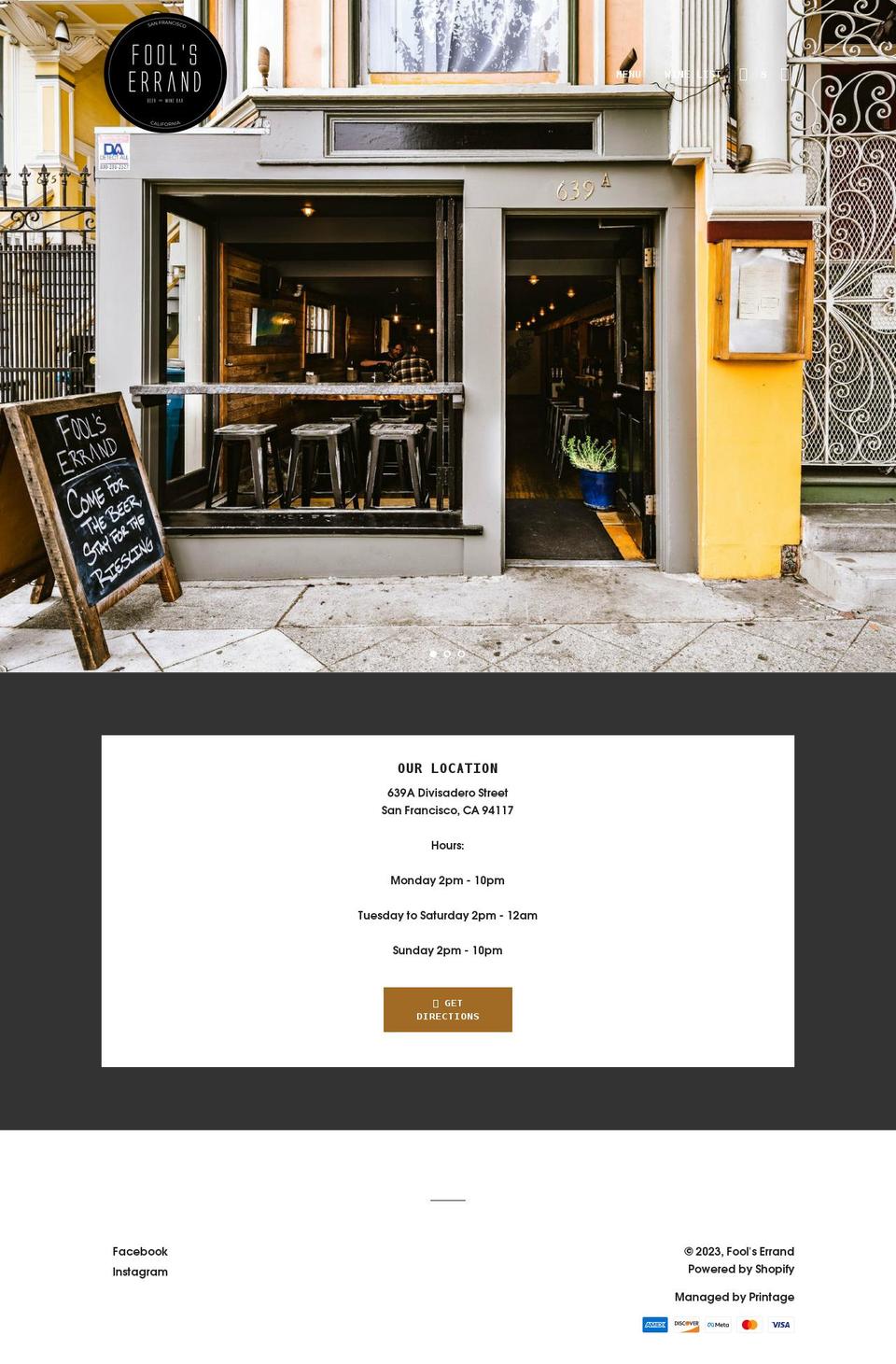 foolserrandsf.com shopify website screenshot