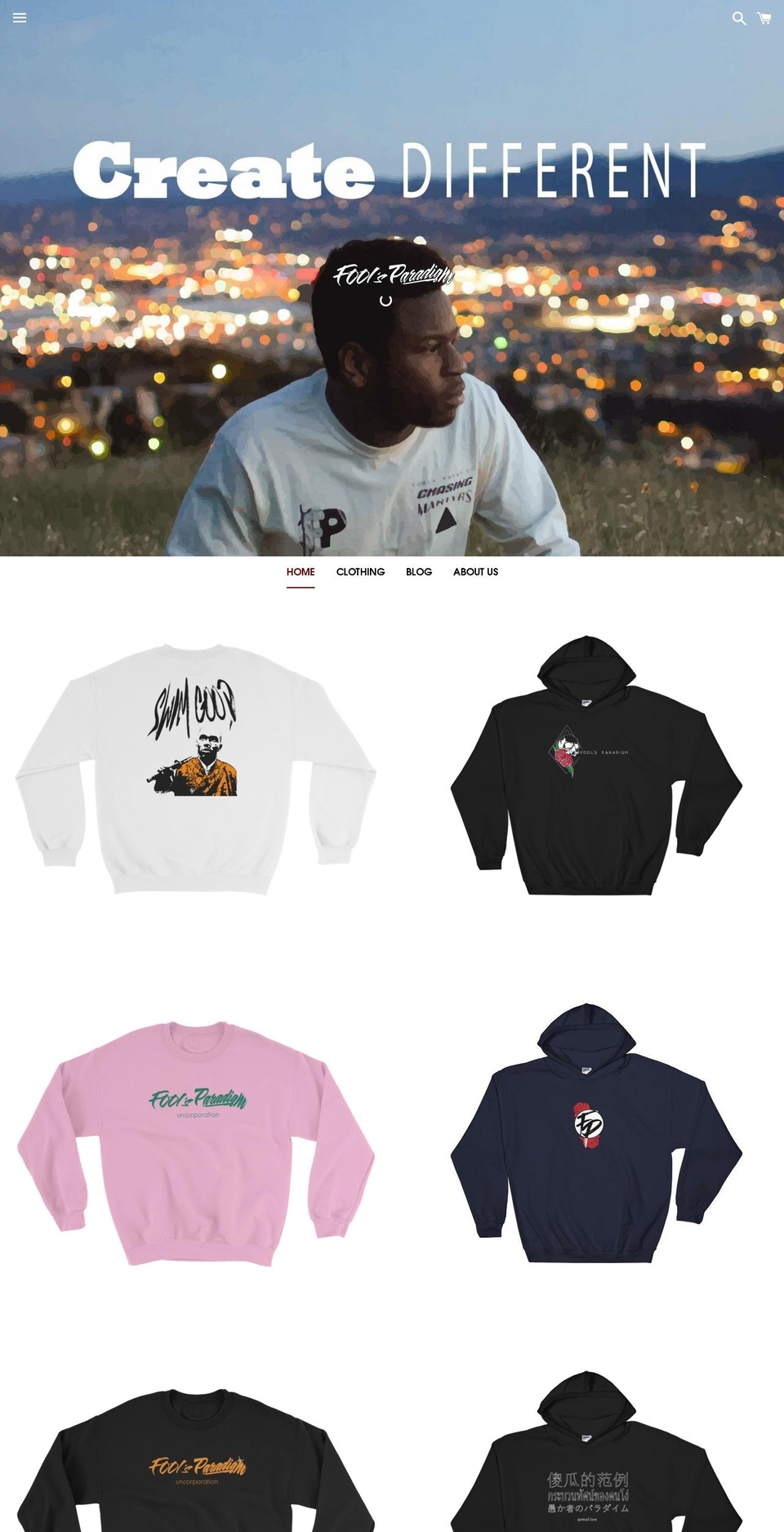 foolsparadigm.com shopify website screenshot
