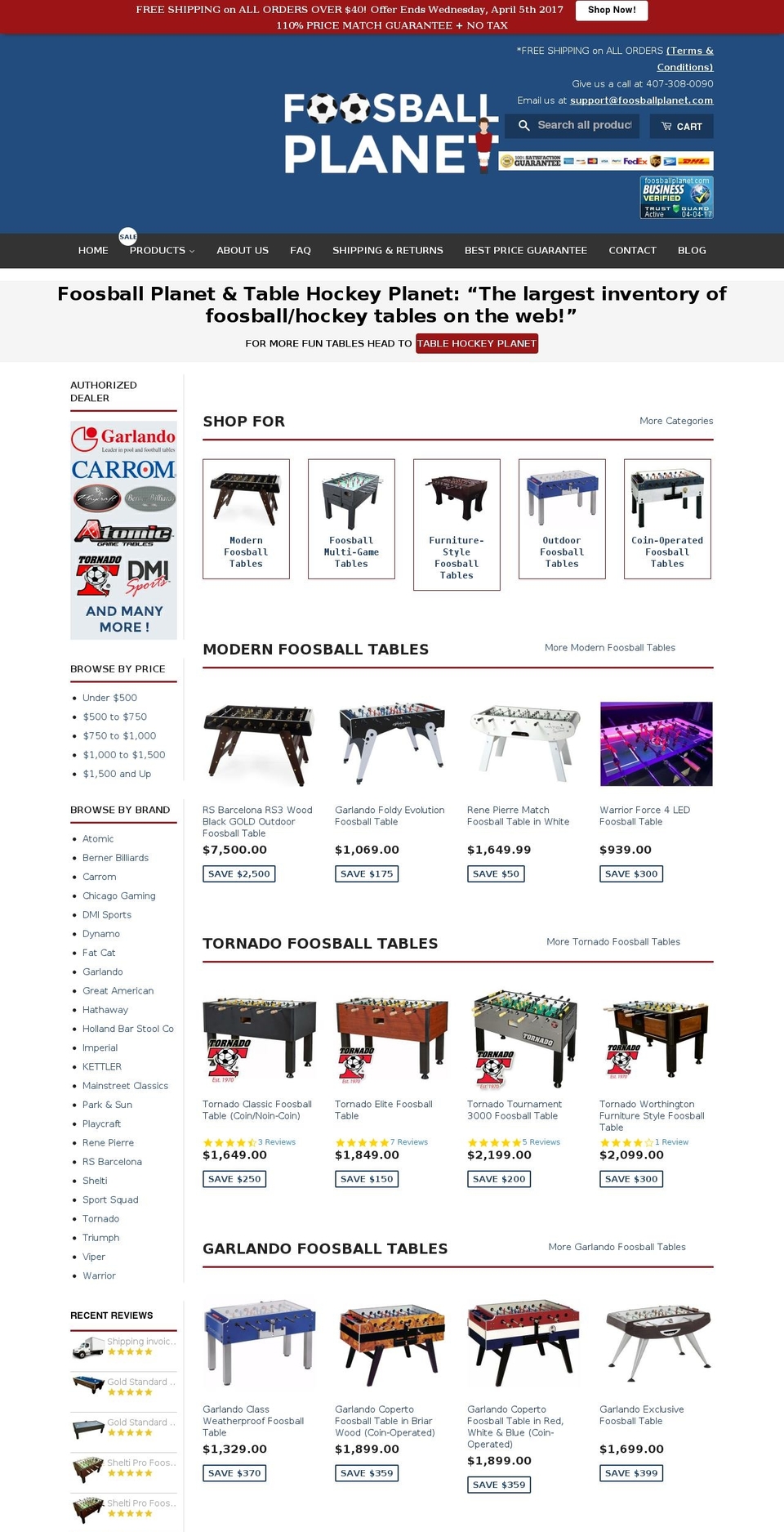 foosballplanet.com shopify website screenshot