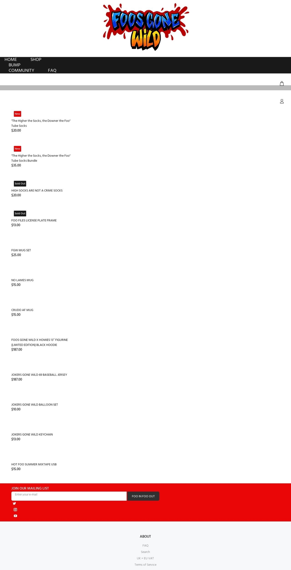 foosgonewild.com shopify website screenshot