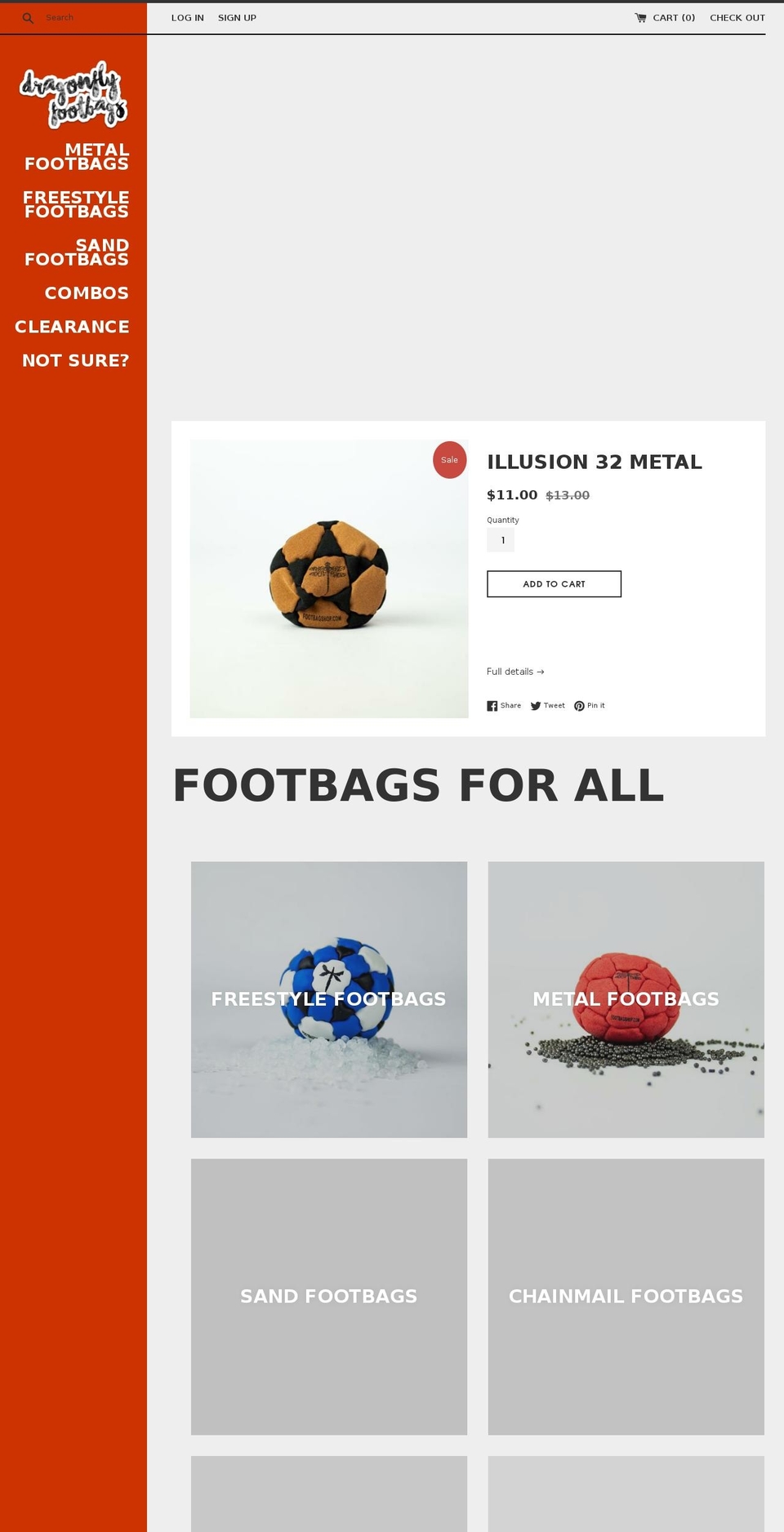 footbags.biz shopify website screenshot