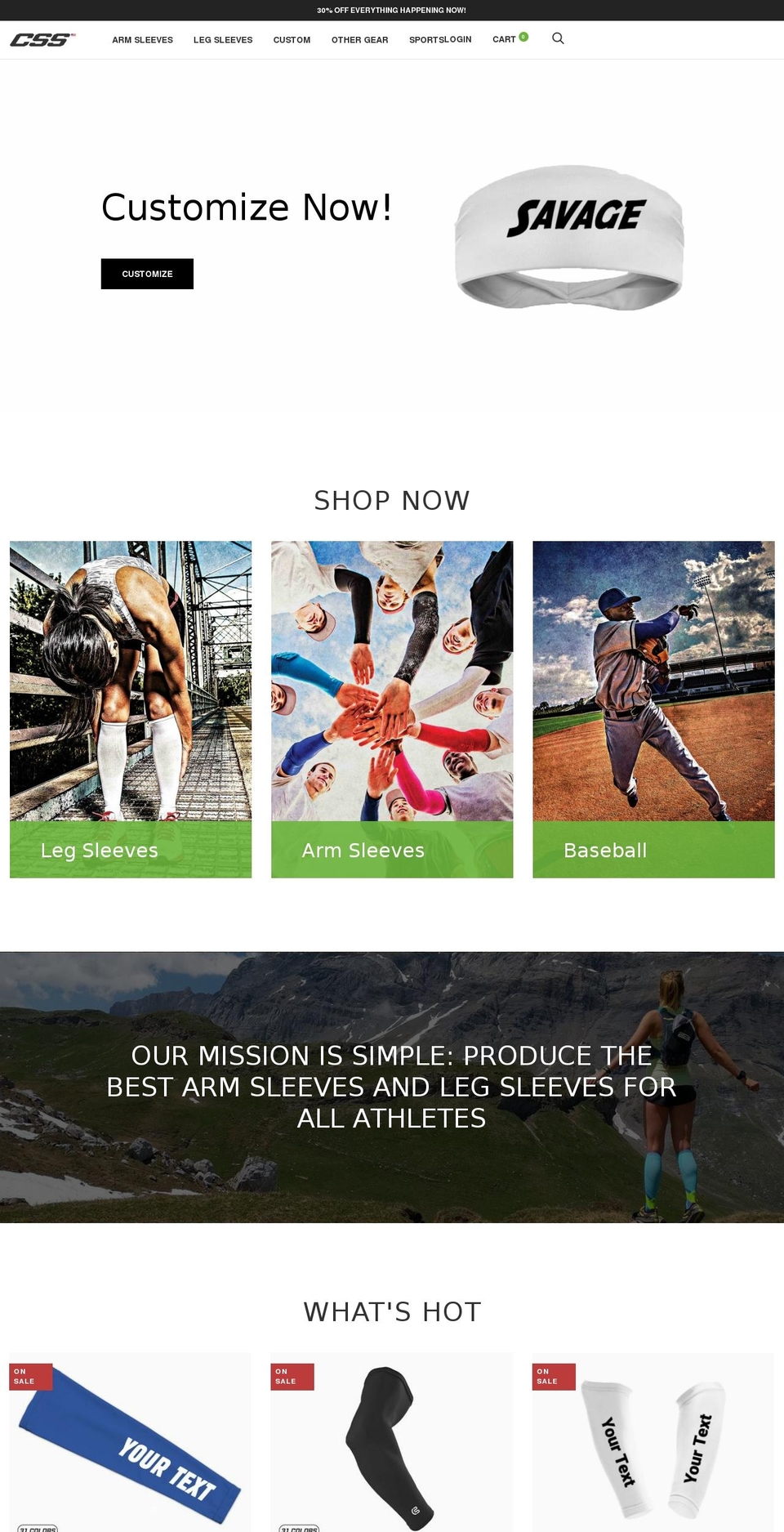 footballarmsleeves.com — Shopify storefront screenshot
