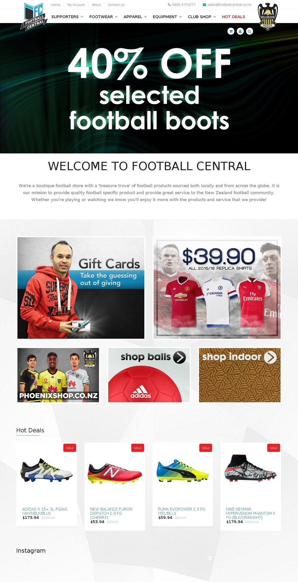 footballcentral.co.nz shopify website screenshot