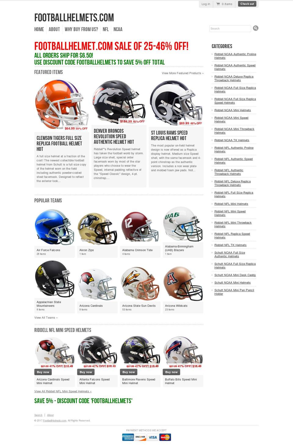 footballhelmet.com shopify website screenshot