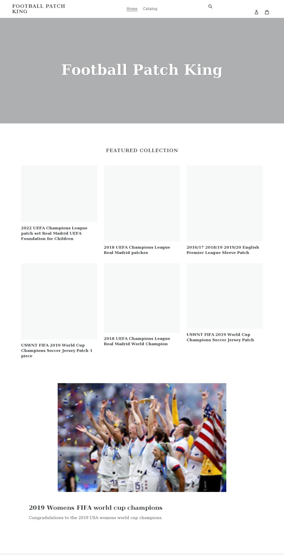 footballpatchking.com shopify website screenshot