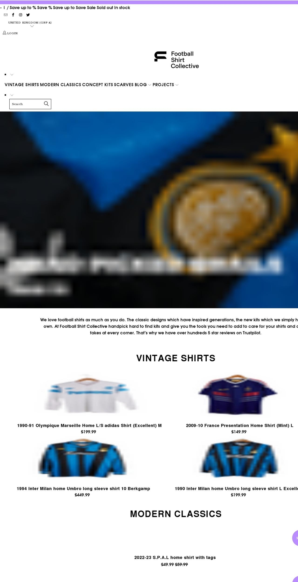 footballshirtcollective.com shopify website screenshot