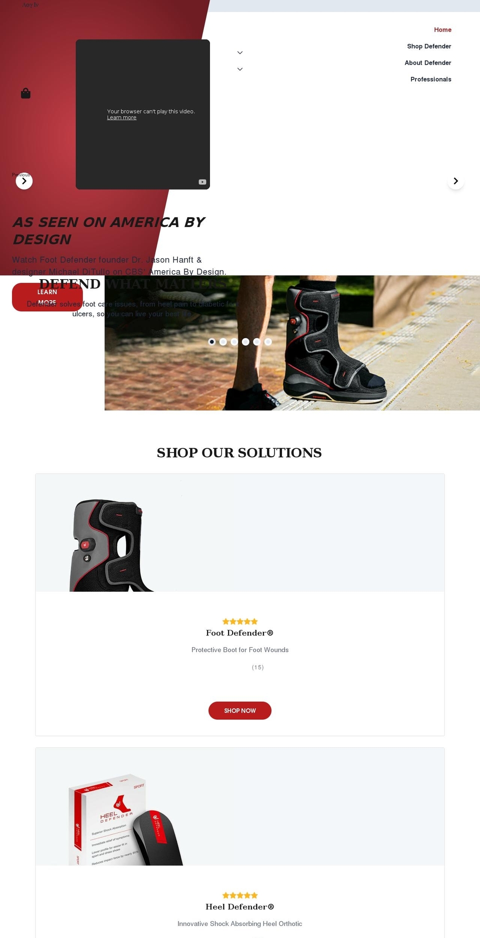 footdefender.com shopify website screenshot