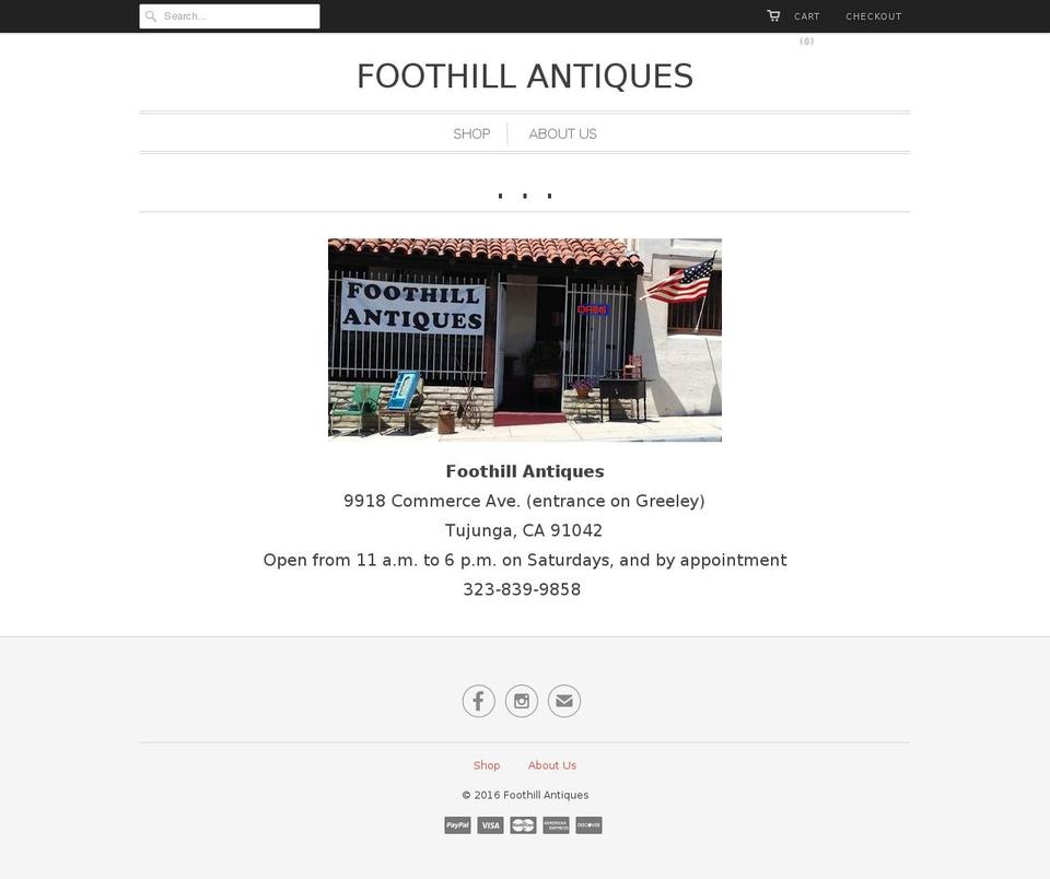 foothillantiques.com shopify website screenshot