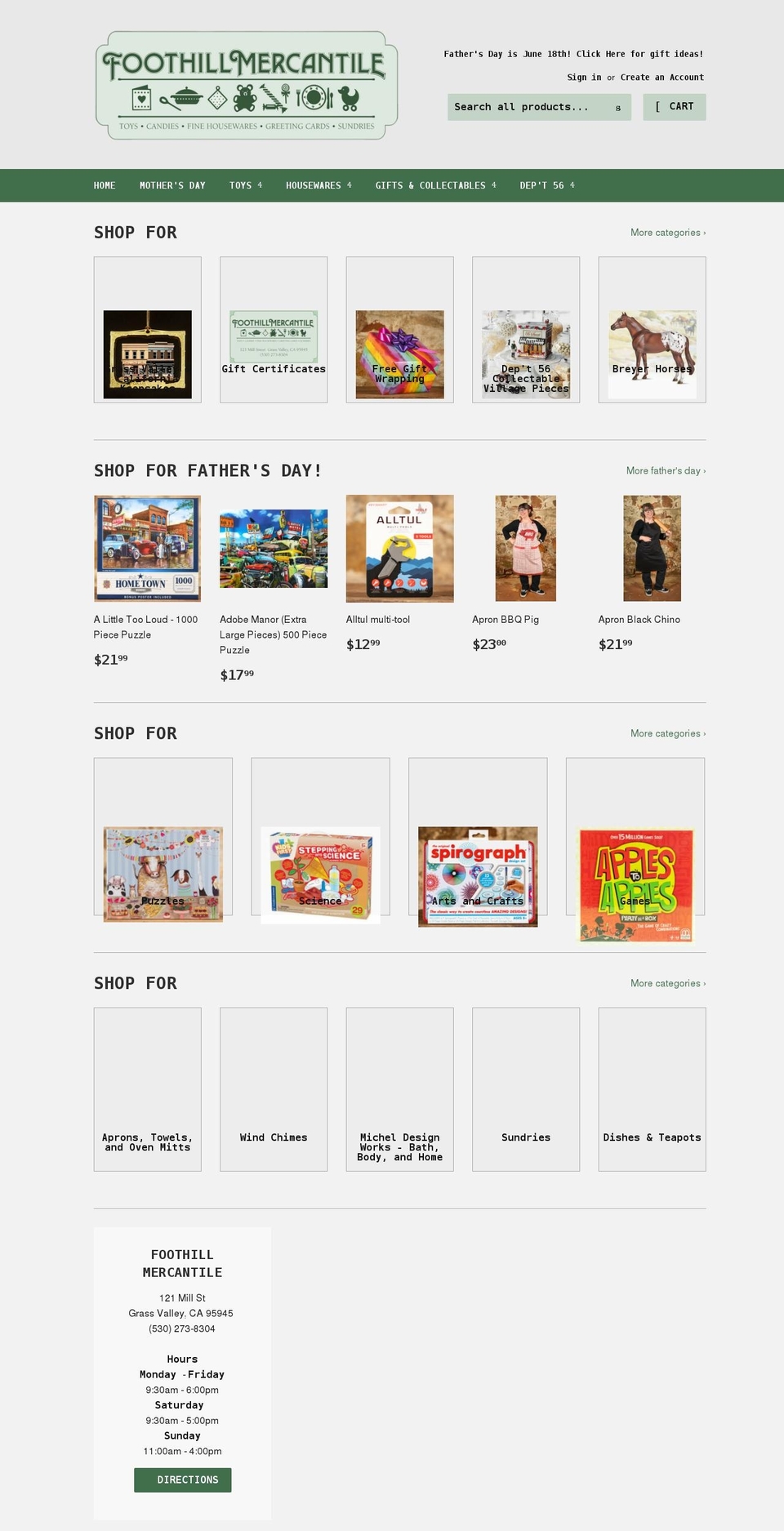 foothillmercantile.com shopify website screenshot