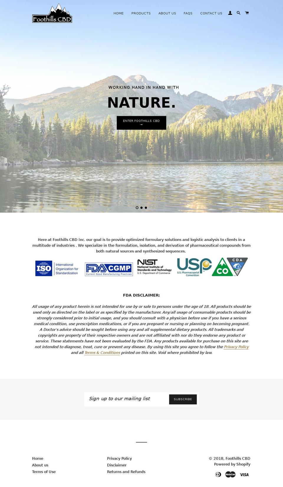 foothills-cbd.com shopify website screenshot