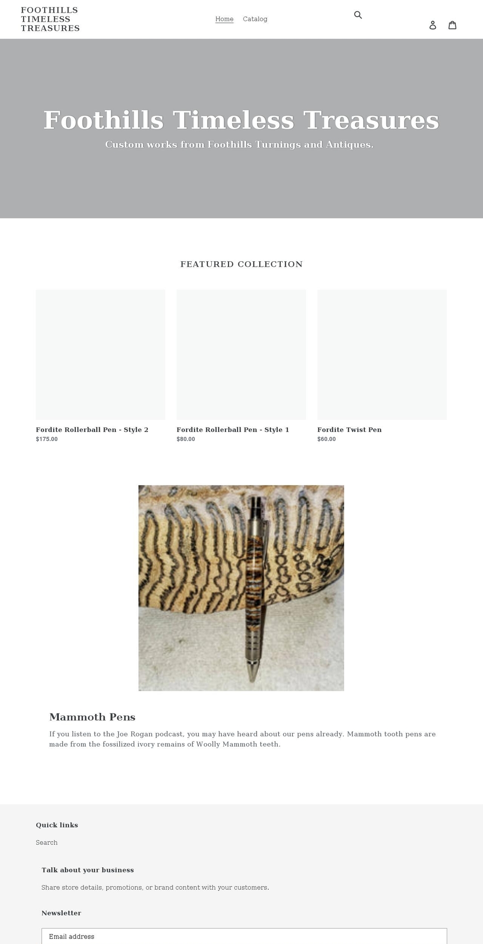 foothillspens.com shopify website screenshot