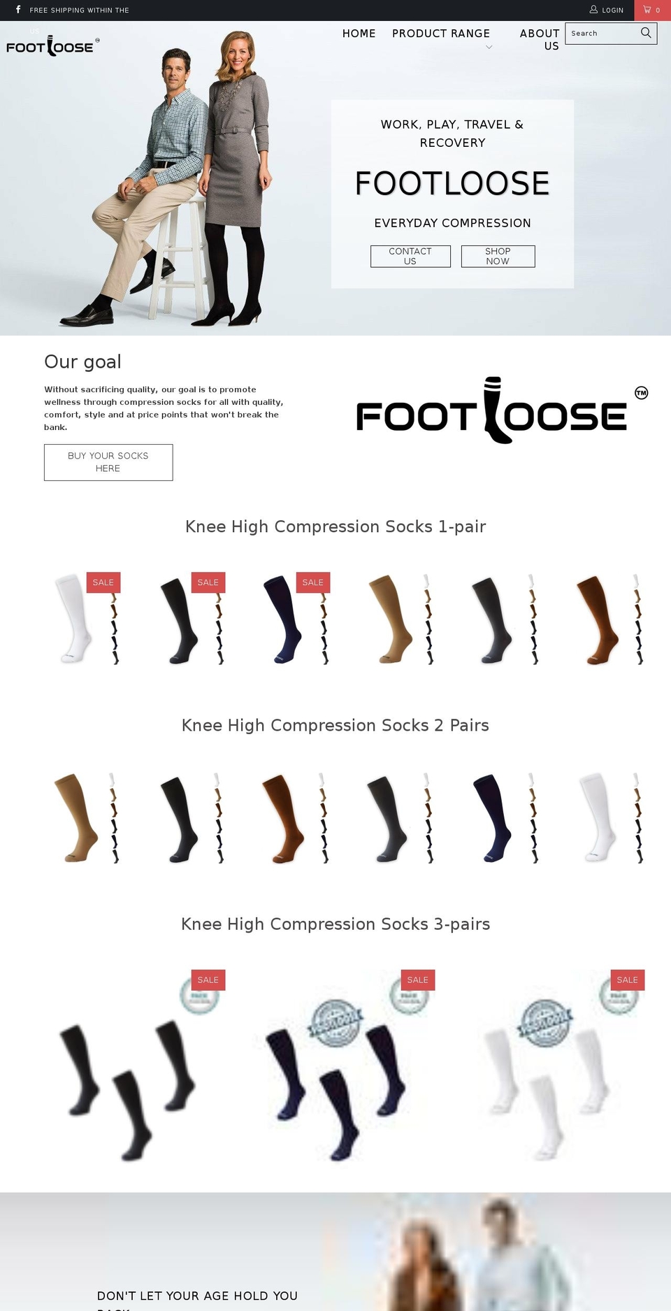 footloosesocks.com — Shopify storefront screenshot