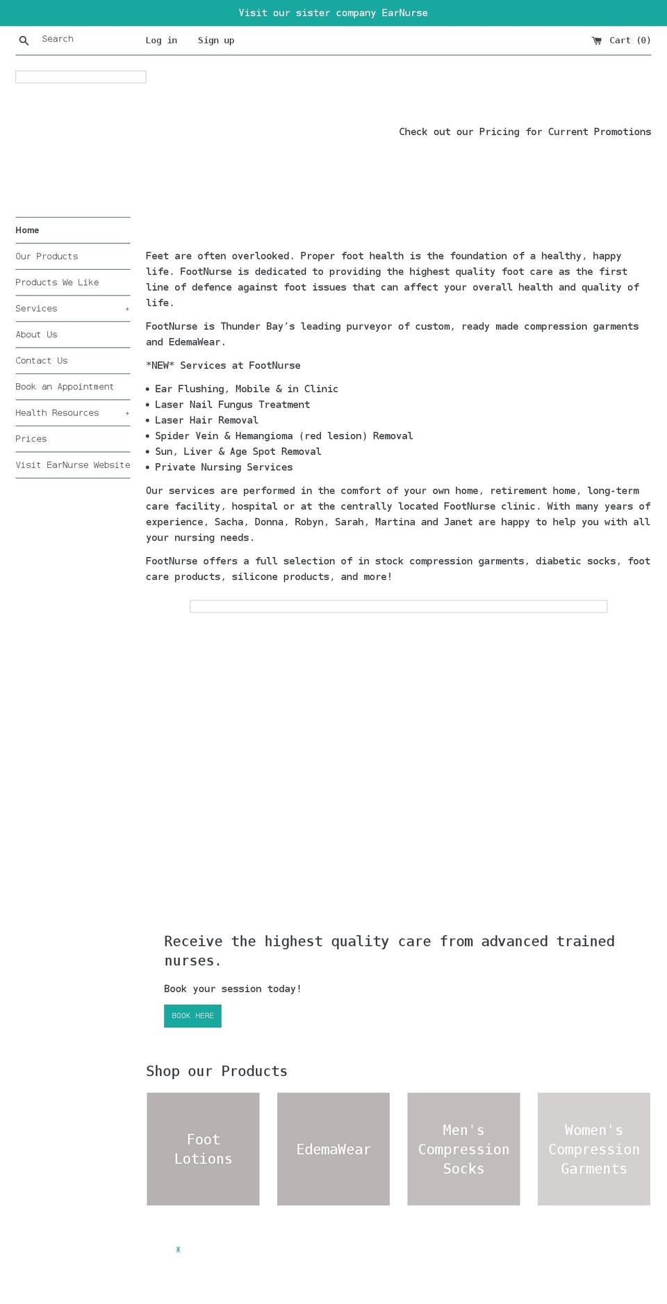 footnurse.ca shopify website screenshot