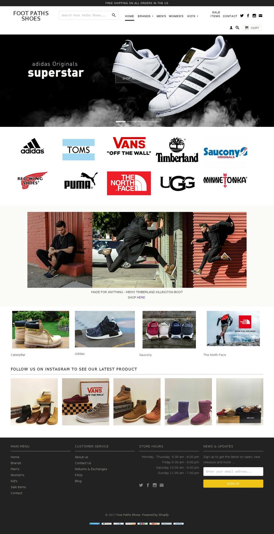 boundless Shopify theme site example footpathsshoes.com