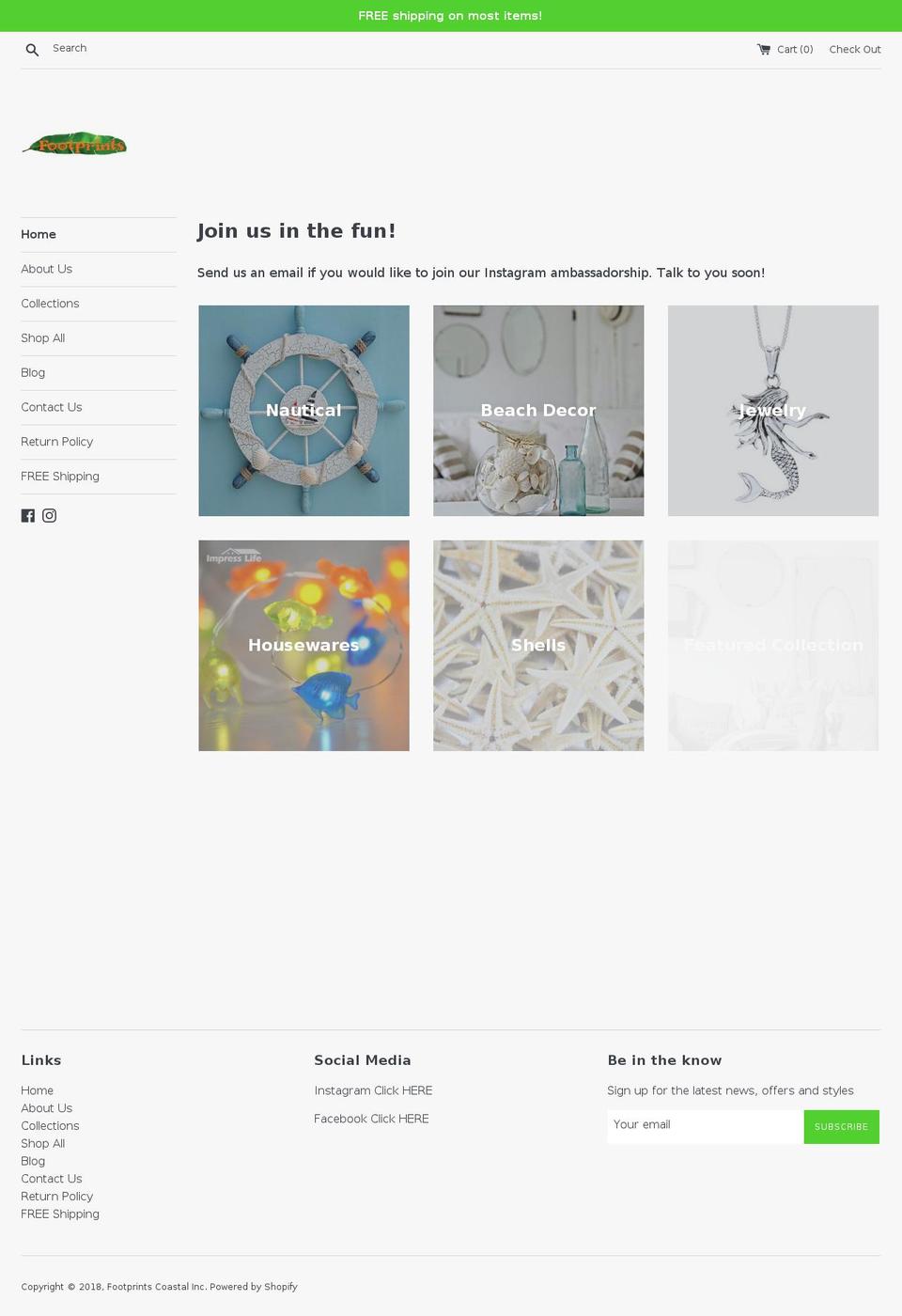 footprintscoastal.com — Shopify storefront screenshot
