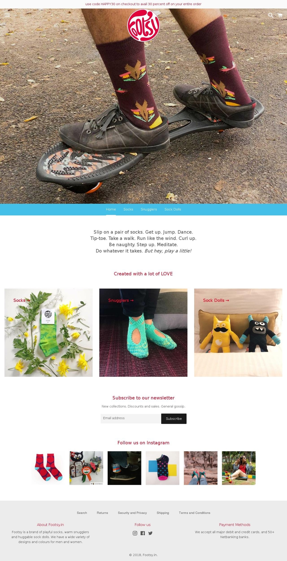 footsie.in shopify website screenshot