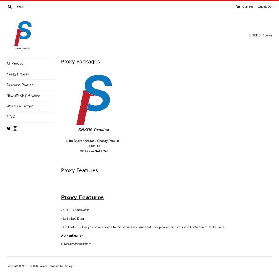 footsitesproxies.com — Shopify storefront screenshot