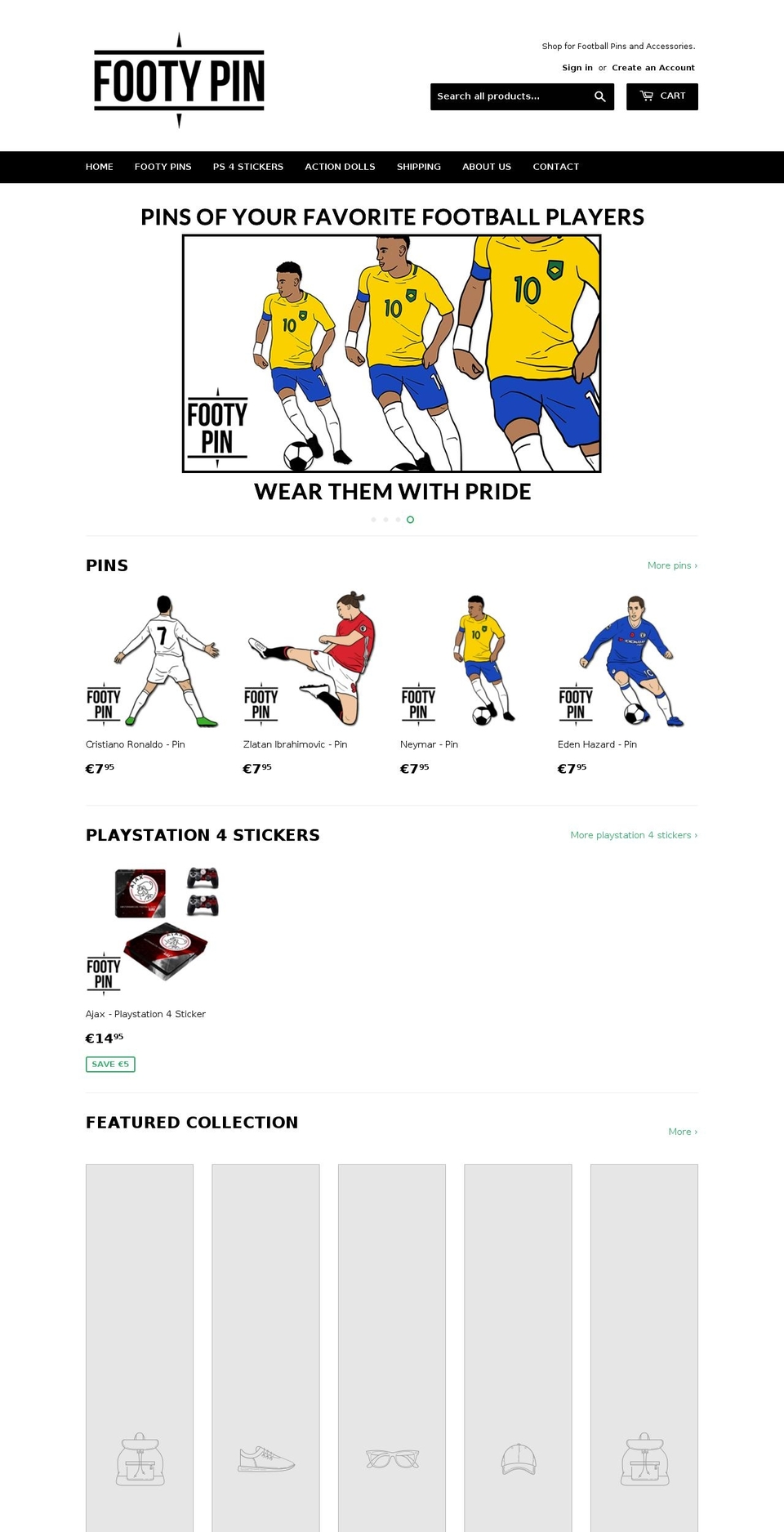 footypin.com — Shopify storefront screenshot