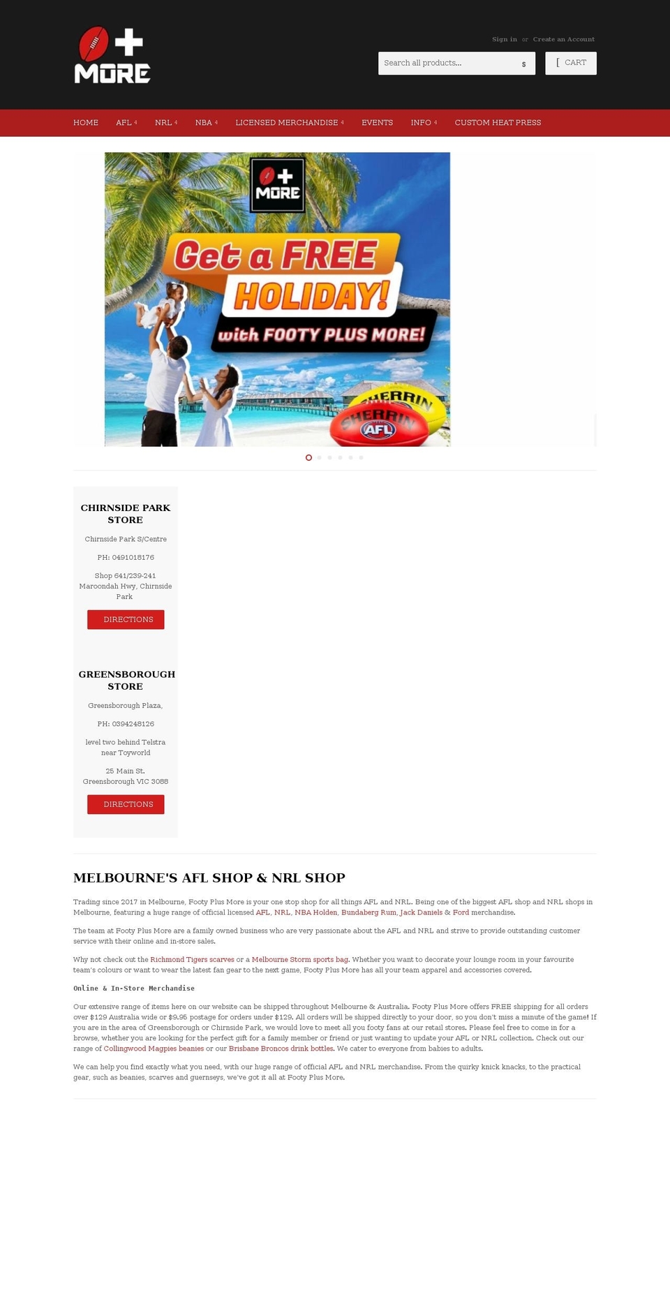 footyplusmore.com.au shopify website screenshot