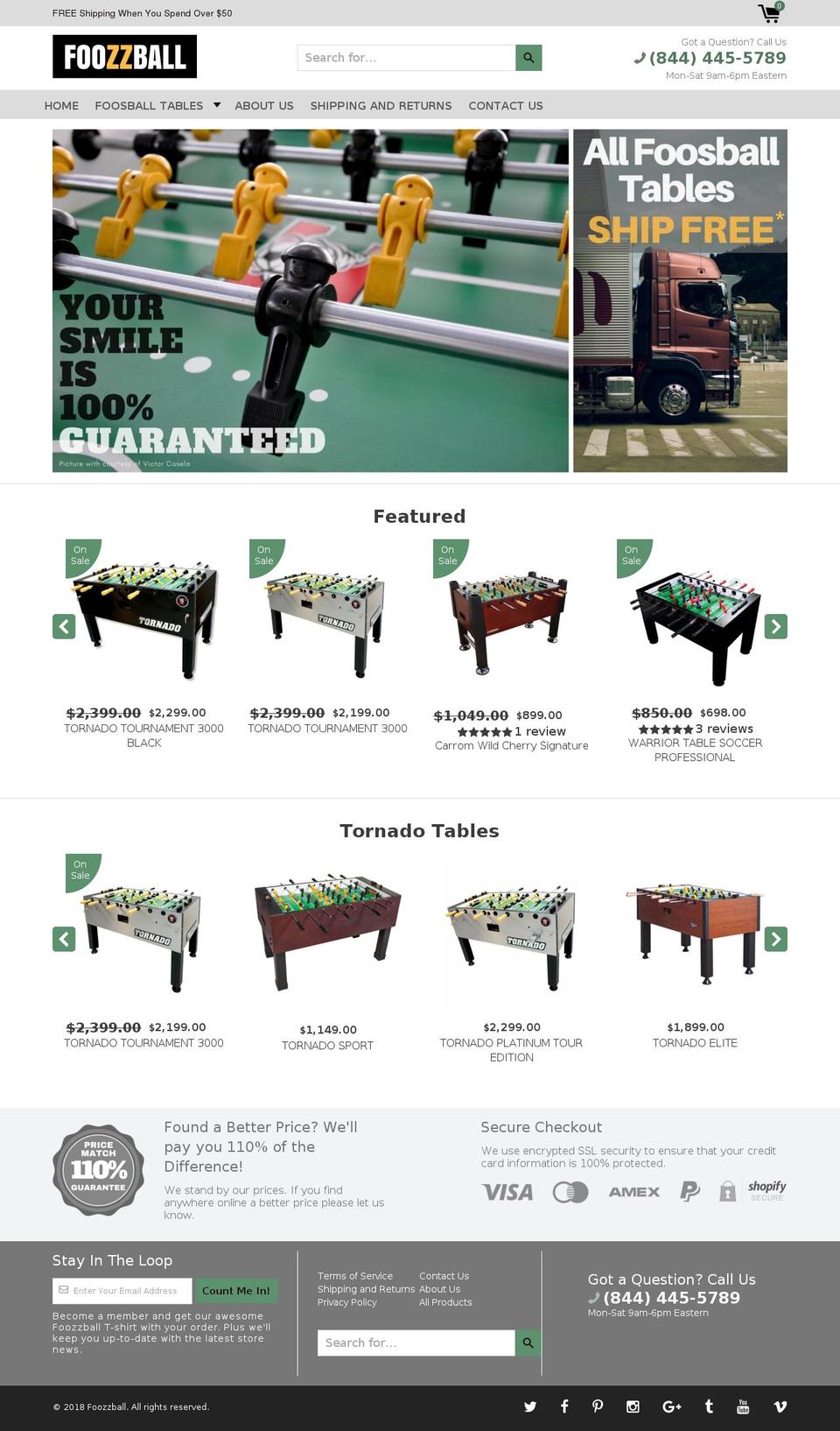 foozzball.com shopify website screenshot