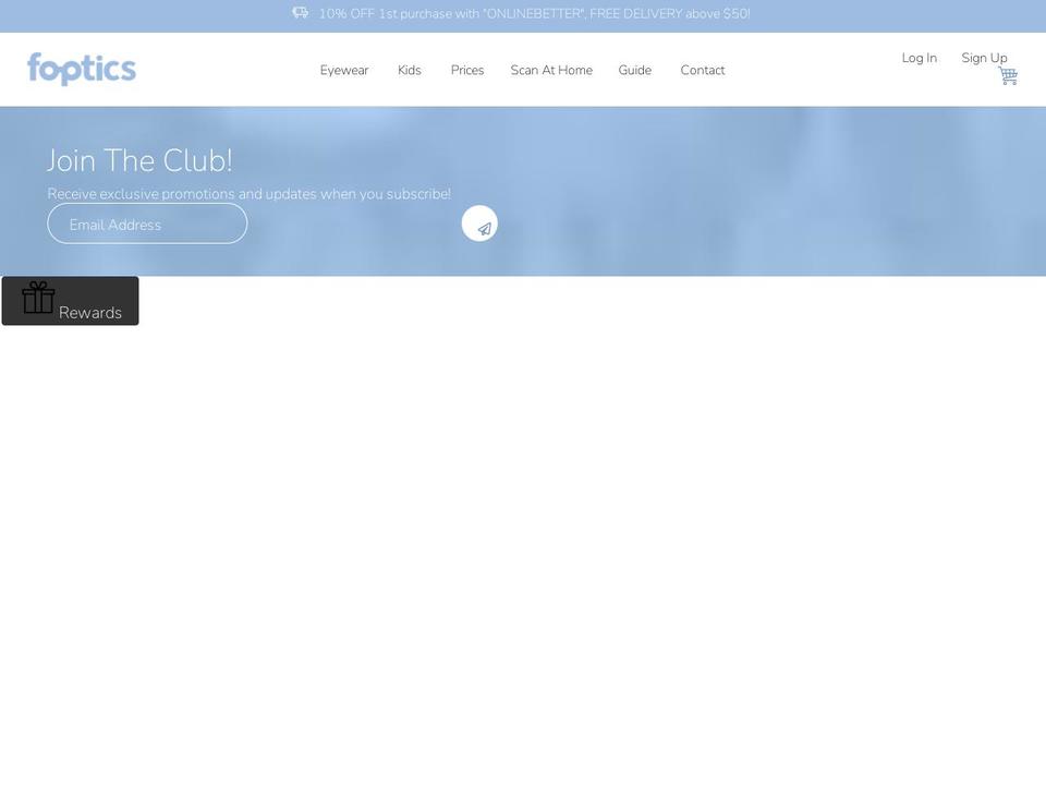 foptics.club shopify website screenshot