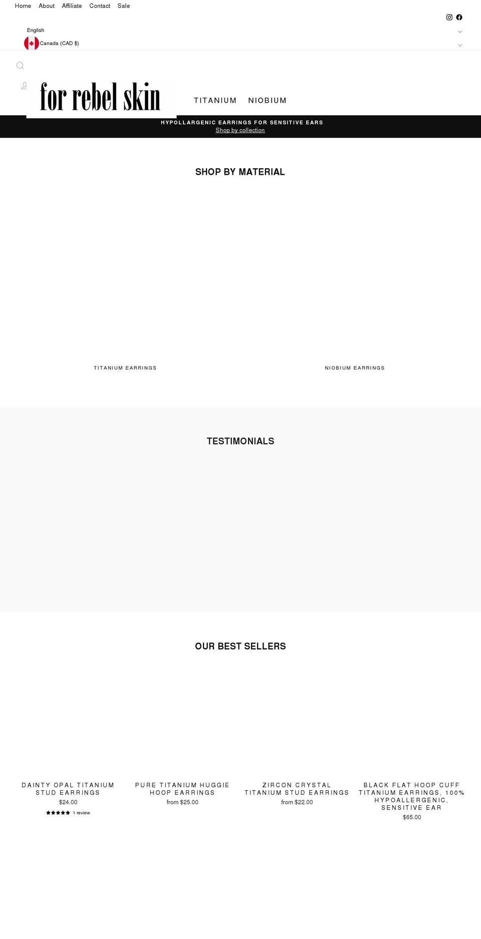 for-rebel-skin.com shopify website screenshot