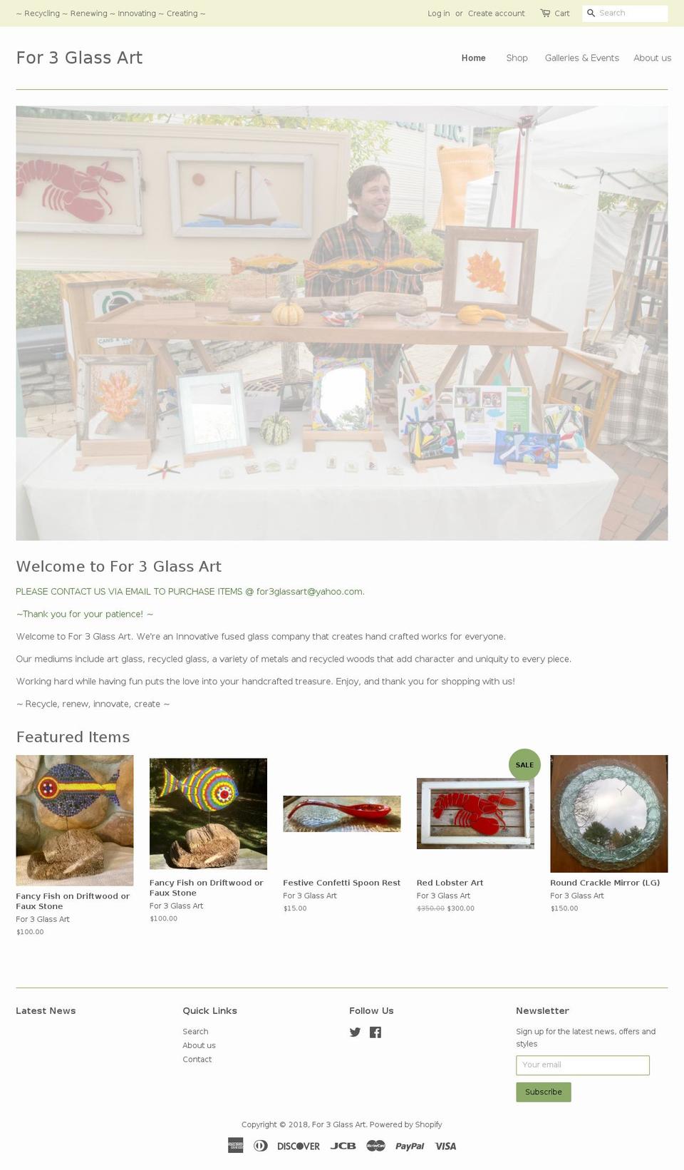 for3glassart.com — Shopify storefront screenshot