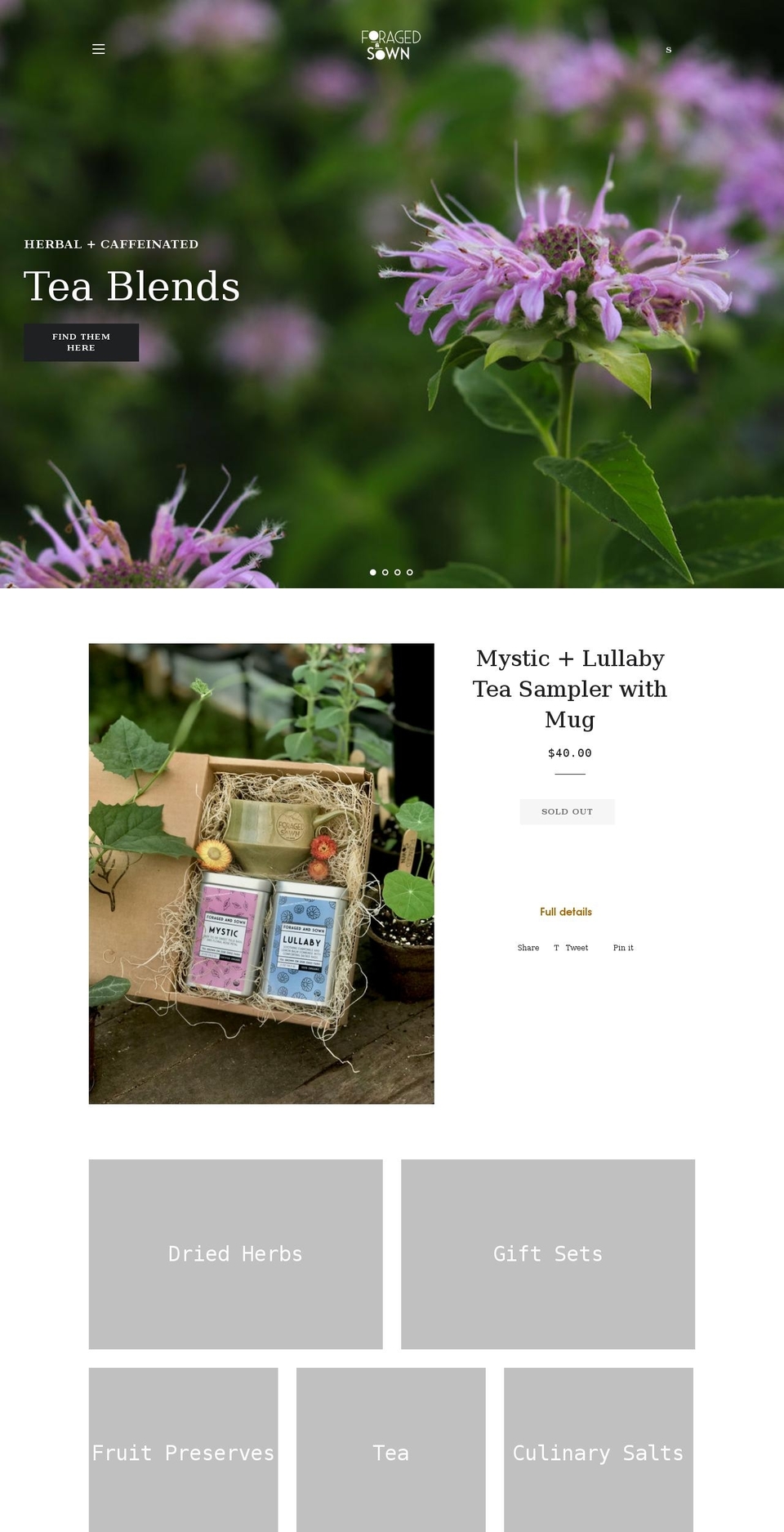 foragedandsown.com shopify website screenshot