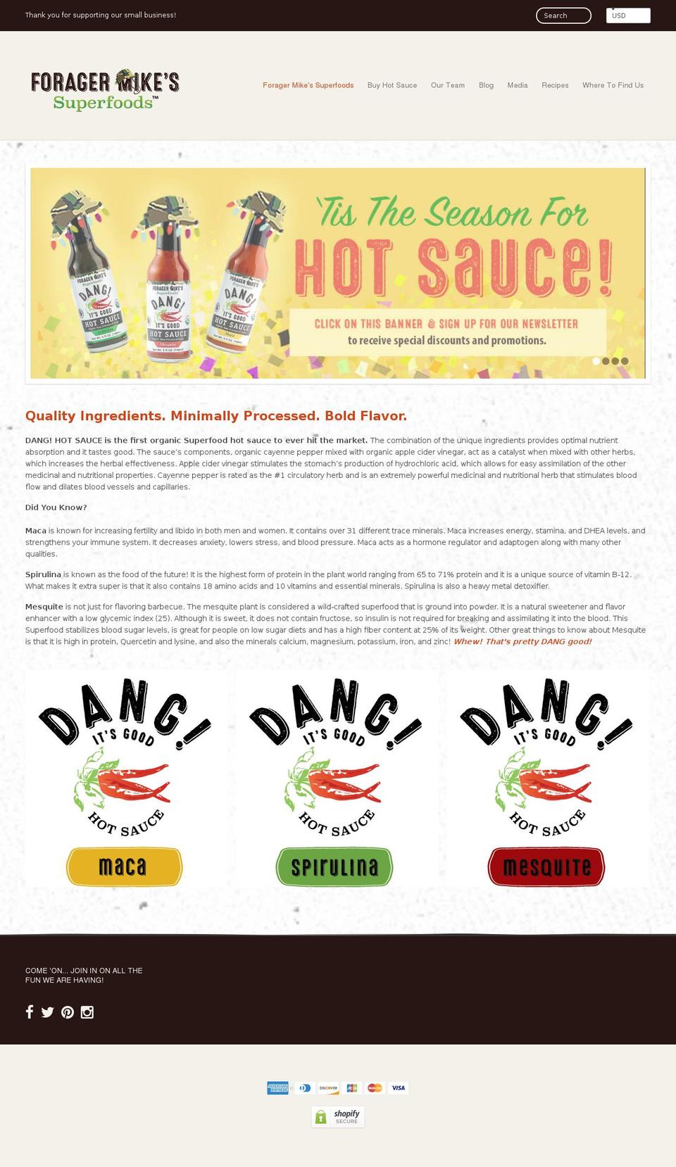 foragermikessuperfoods.com shopify website screenshot