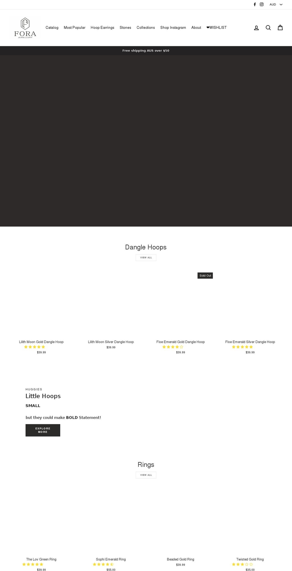 forajewellery.com shopify website screenshot